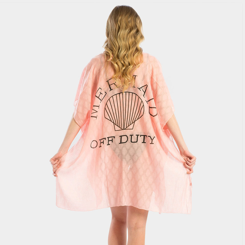 Stylish 'Mermaid off Duty' Printed Cover Up Poncho - Perfect for Beach, Pool, Vacation & Relaxation