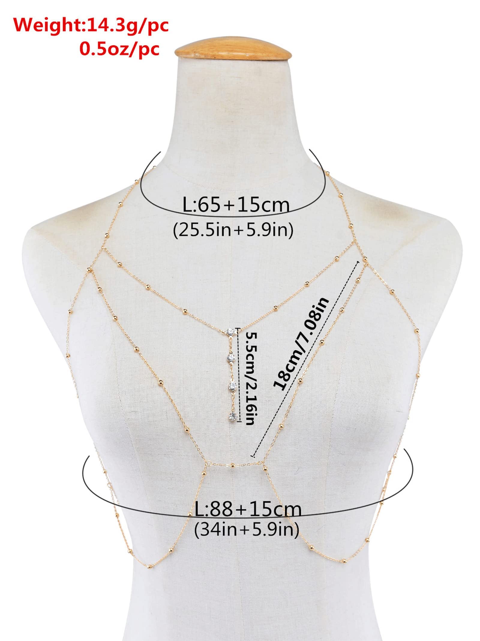 Sexy Crystal Body Chains for Women - Rhinestone Bra Chest Jewelry - Bling Beach Party Accessories for Bikini, Festival & Night Out