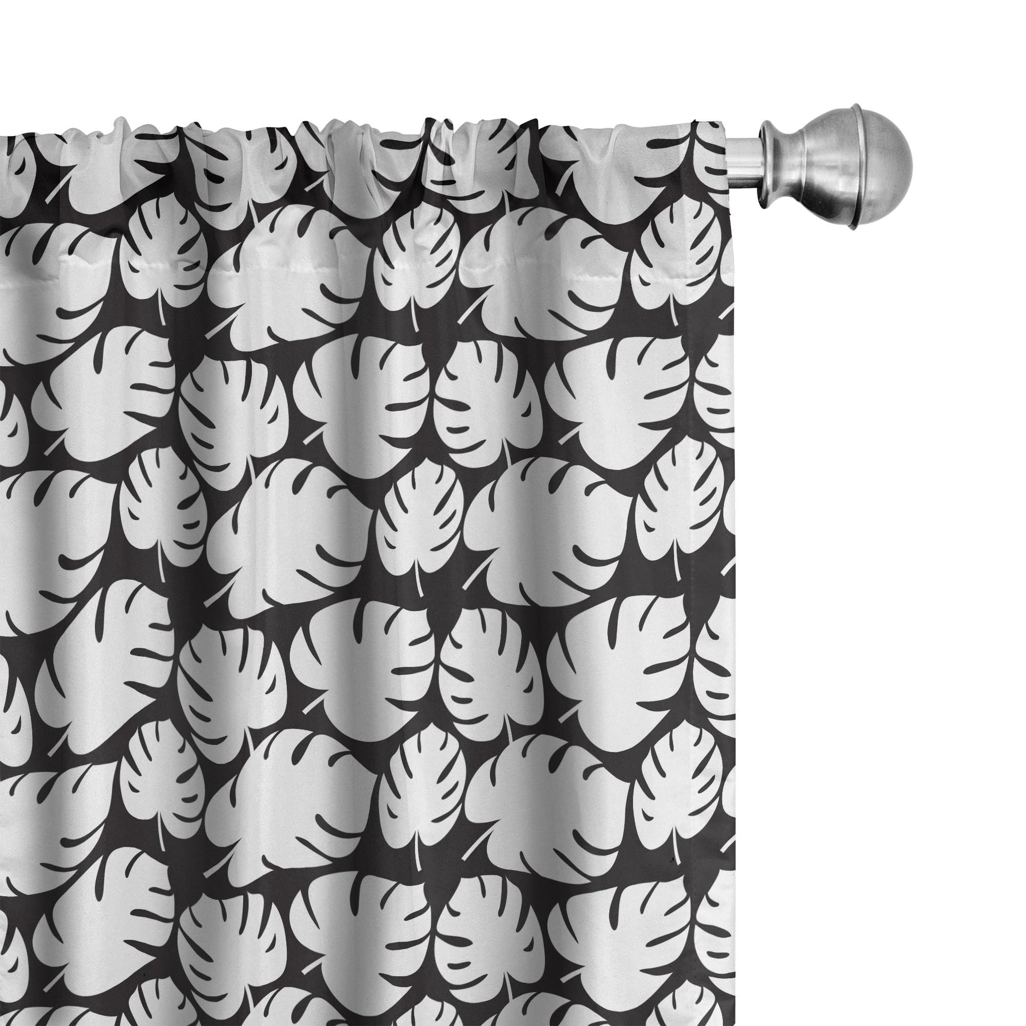 Ambesonne Black and White Jungle Leaf Window Curtains - 28