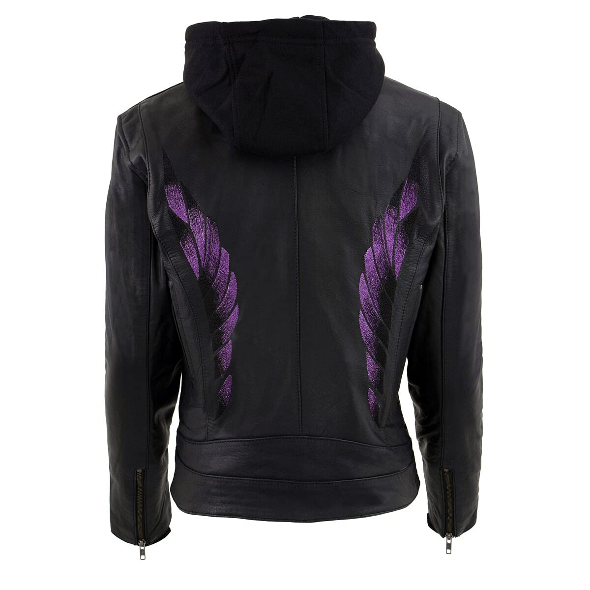 Milwaukee Leather MLL2546 Women's Purple Winged Scuba Hooded Leather Jacket | Stylish & Comfortable for Motorcycle Riding, Casual Outings & Fall Fashion