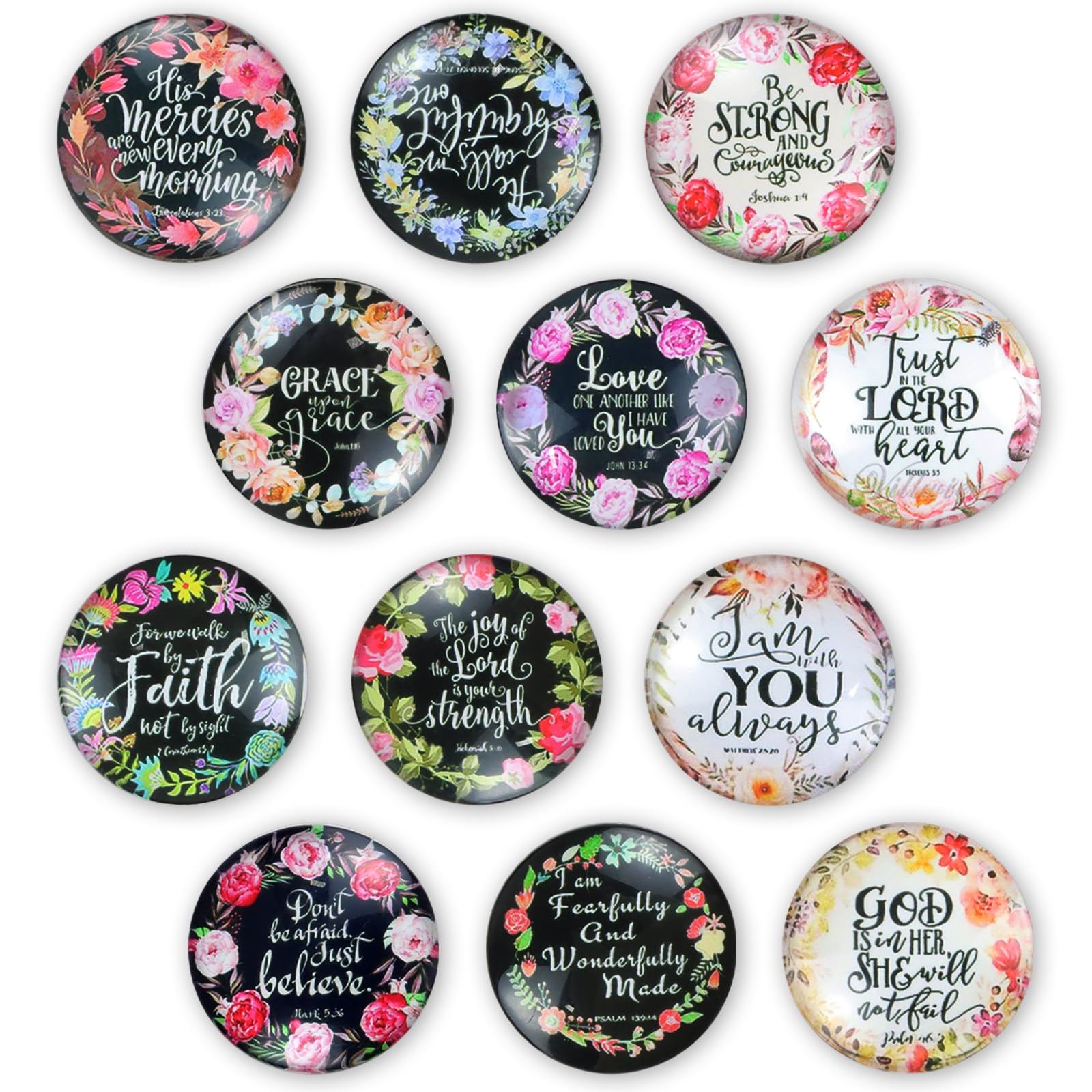 12Pcs Christian Refrigerator Magnets with Inspirational Bible Verses - Religious Fridge Magnets for Kitchen, Office, Whiteboard - Cute Faith-Based Home Decor for Christians (Perfect for Gifts & Daily Inspiration)
