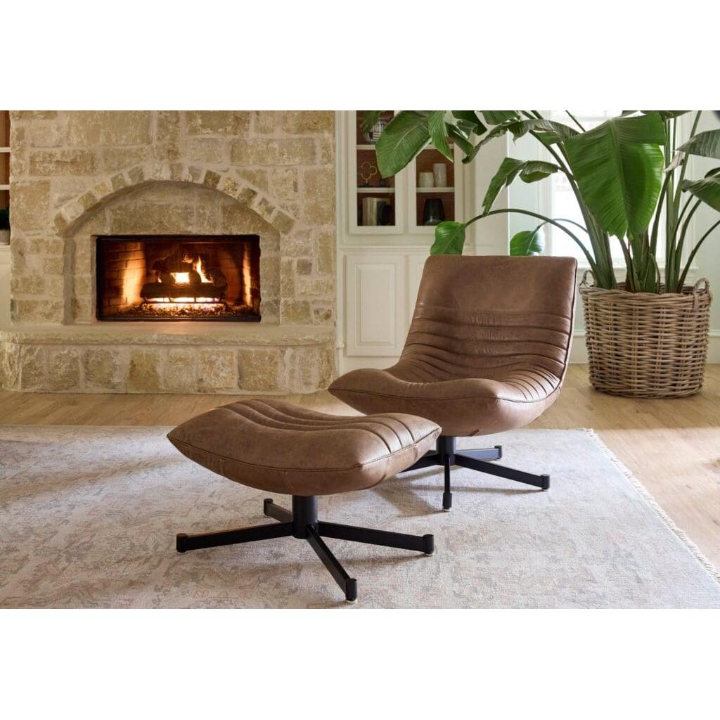 Cyan Design 11805 Eduarda Arm Chair in Medium Brown Distressed Leather - Elegant Living Room Accent Chair for Home Office or Reading Nook