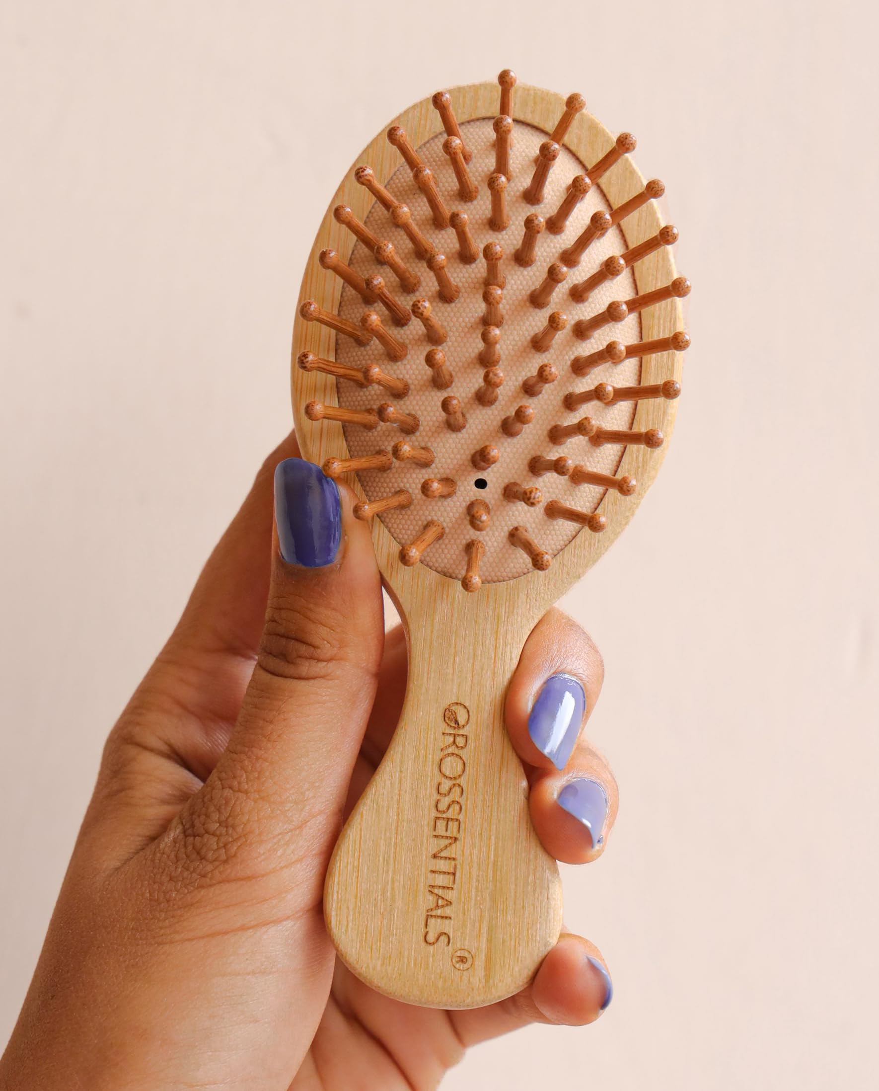 OROSSENTIALS Bamboo Hair Brush with Natural Bristles - Wooden Paddle Brush for Women & Men - Detangling Brush for All Hair Types - Perfect for Travel, Home & Salon Use