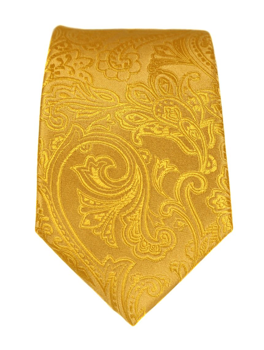 DÉCLIC Classic Paisley Tie for Men - Stylish Yellow Silk Necktie for Business, Weddings & Formal Occasions
