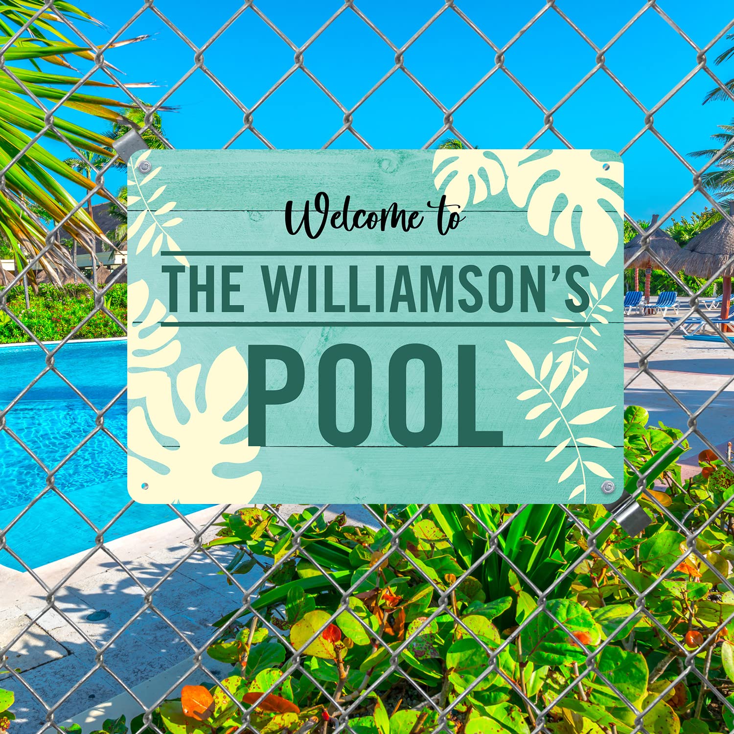 Custom Welcome To The Pool Sign - Personalized Rustproof Aluminum Pool Sign (40 mil with Clear Overcoat) | Durable Outdoor Patio & Pool Decor | Made in USA | Perfect for Backyard Parties, Swimming Pool Entrance & Summer Decorations
