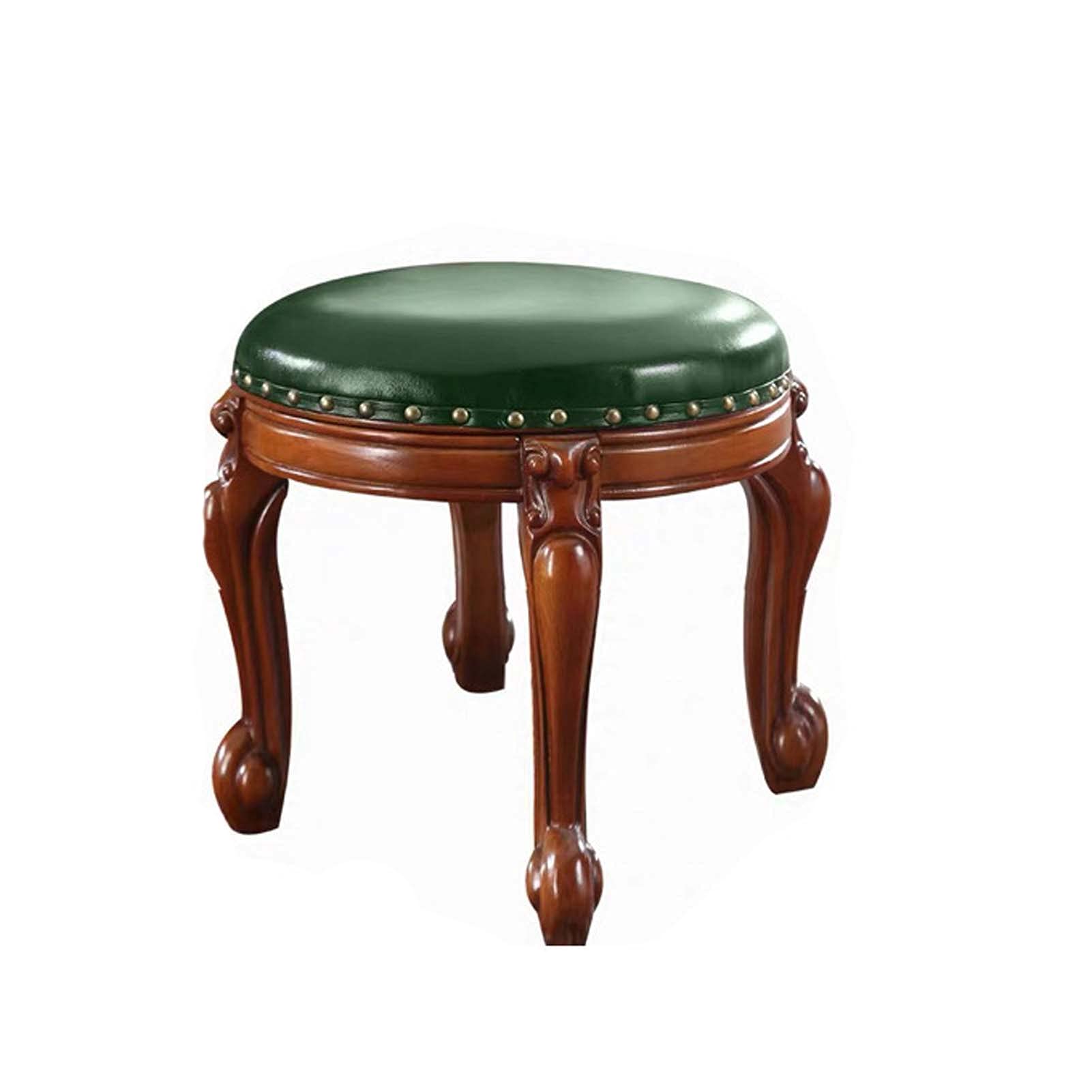 Wooden Foot Rest Ottoman for Under Desk - Round Vanity Stool with 4 Stable Wooden Legs - Perfect for Office, Living Room & Bedroom - Ergonomic Foot Support While Working, Relaxing or Applying Makeup