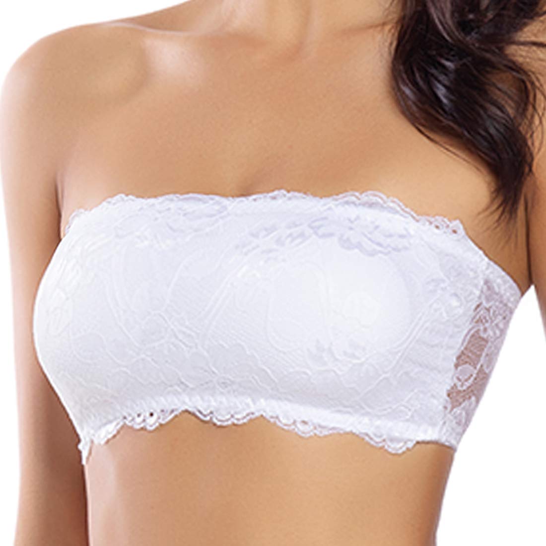 Flora Lace Bralette Bandeau Bra for Women - Seamless Tube Top Strapless Bra for Layering | Perfect for Summer Outfits, Beach Wear & Casual Fashion