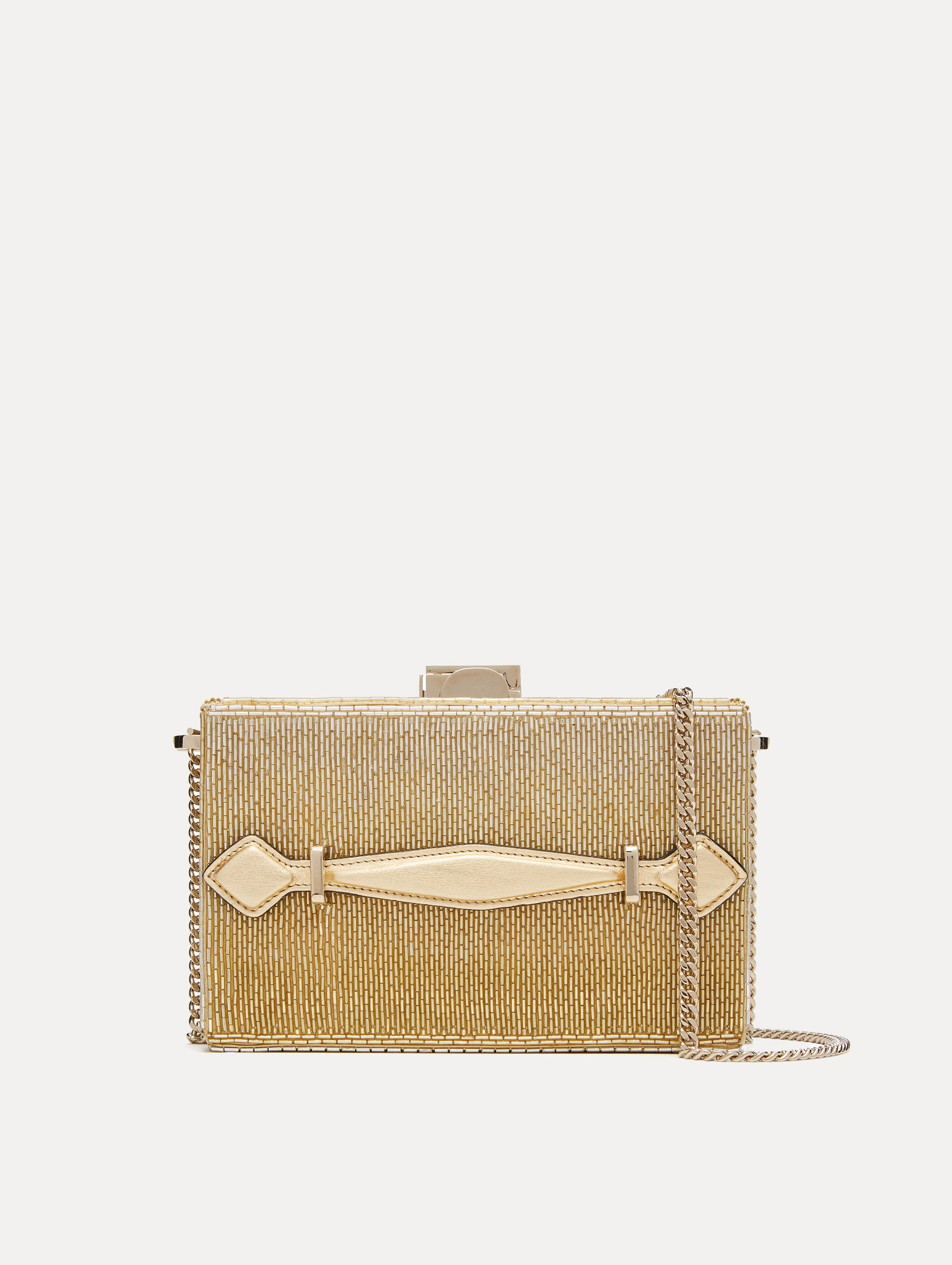 Elegant Bugle Bead Embroidered Minaudière Clutch Purse - Perfect for Evening Parties, Weddings & Special Occasions