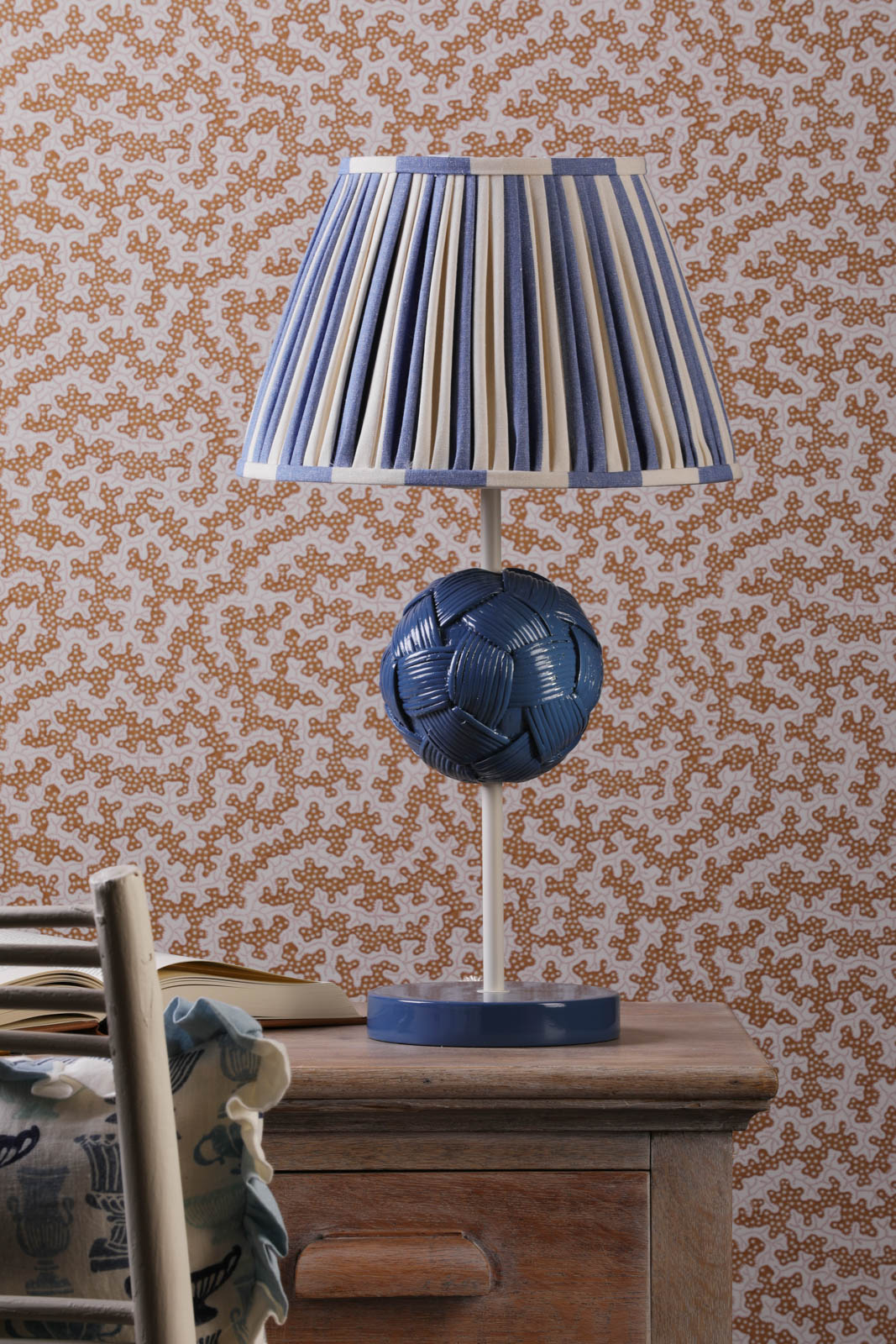 Bodkin Table Lamp - Persian Blue & Coconut/Strawberry & Blush Pink Base - B22 Socket - Modern Home & Office Lighting for Bedroom, Living Room, Study