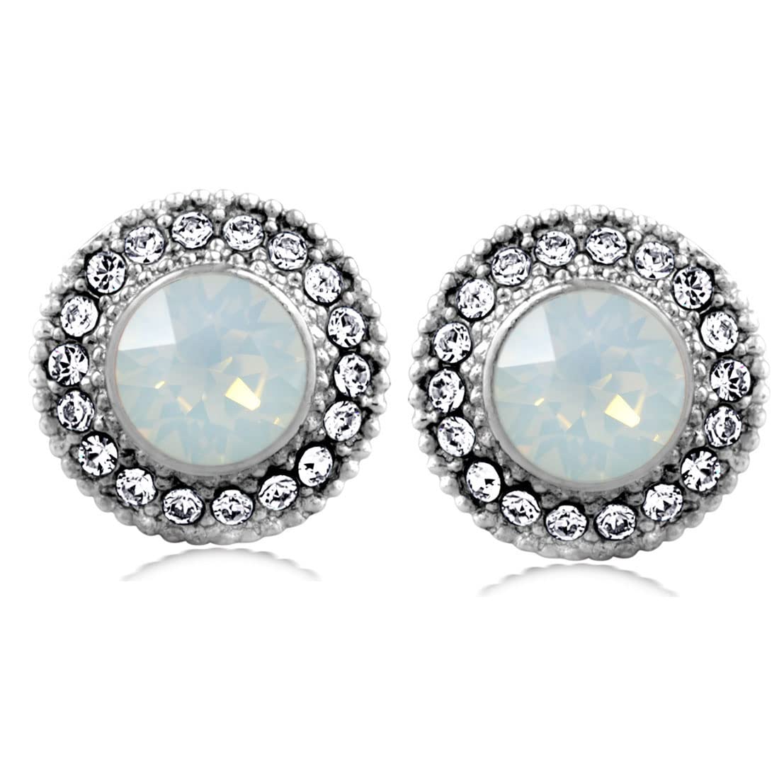 Silver Plated Crystal Stud Earrings for Women | Birthstone Color Jewelry | Elegant & Hypoallergenic Earrings for Everyday Wear & Special Occasions