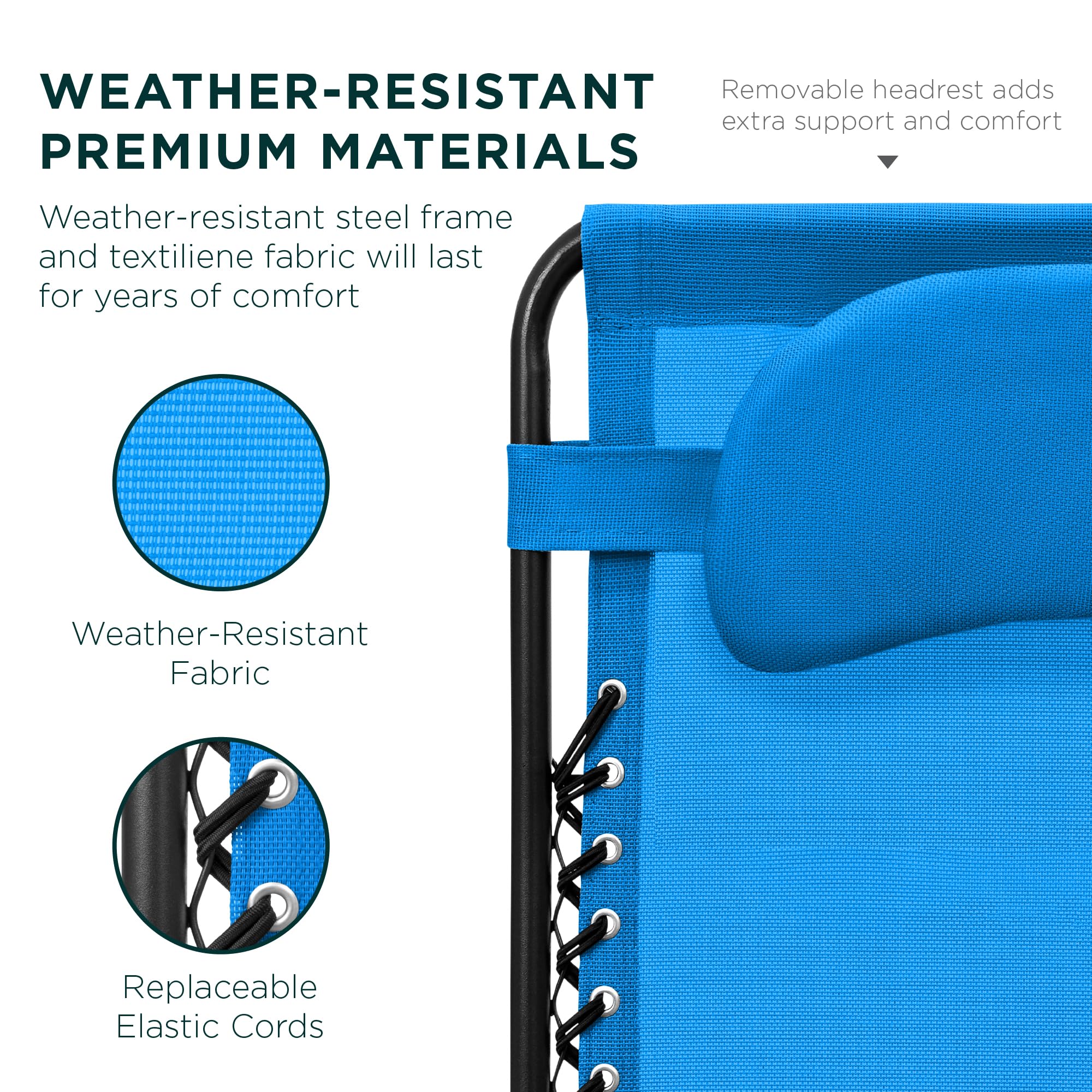 Best Oversized Zero Gravity Chair for Outdoor Relaxation - Folding Patio Lounge Recliner with Cup Holder & Accessory Tray, Includes Comfort Pillow - Light Blue - Perfect for Backyard, Poolside, Camping & Beach Use
