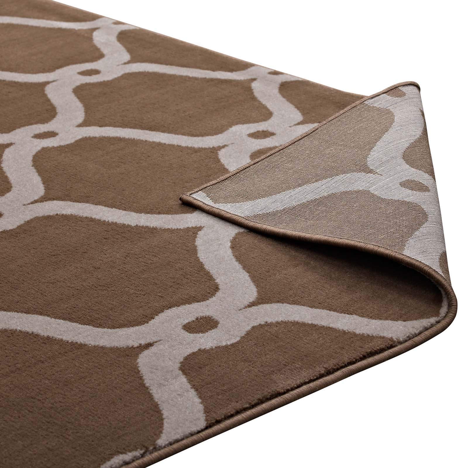 Modern Contemporary Urban Living Room Rug - Soft Fabric Area Carpet Runner in Multi-Tone Brown - Perfect for Lounge, Bedroom & Home Decor