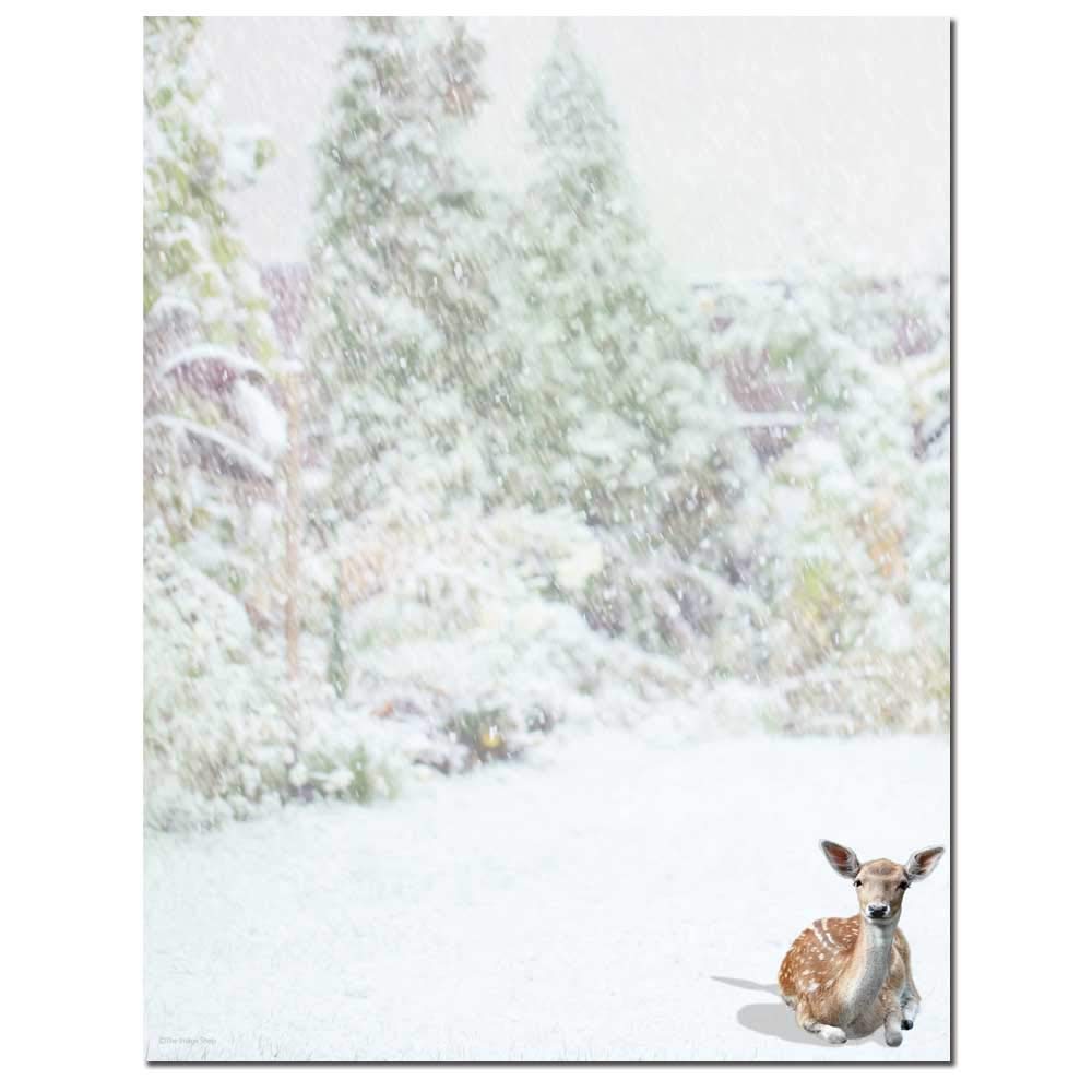 Premium Winter Doe Letterhead Paper - 100 Sheets for Laser & Inkjet Printers - Perfect for Holiday Cards, Business Stationery & Festive Correspondence