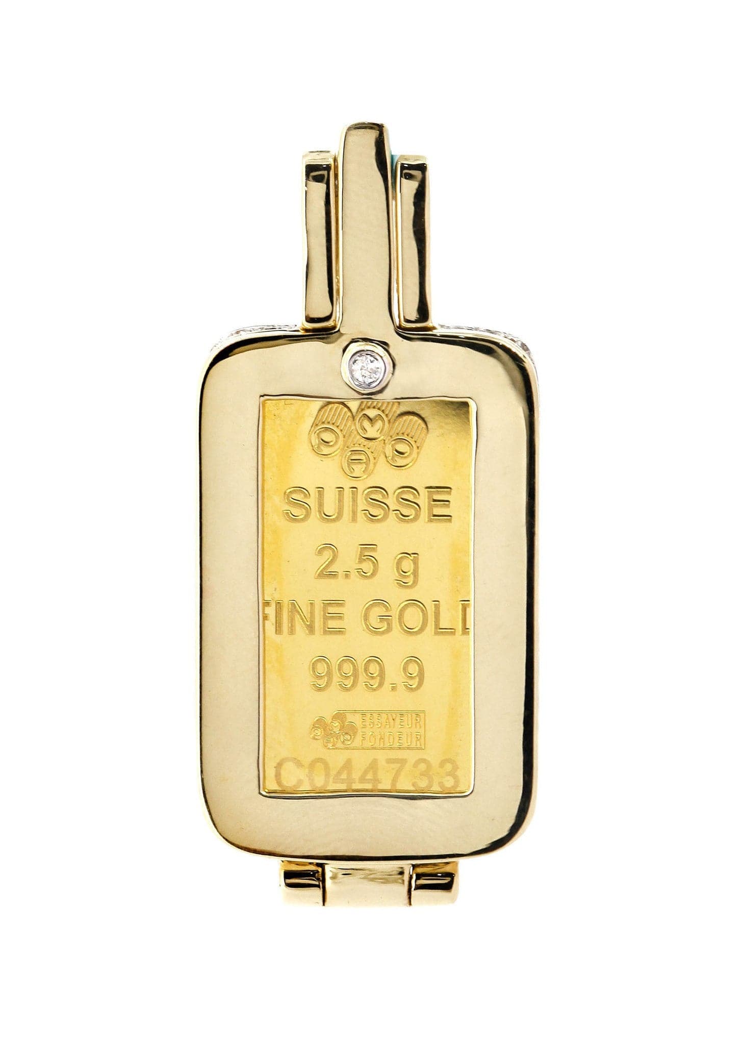 0.86 Carat Diamond Dog Tag Pendant Necklace - 4.91 Grams Solid Gold Military Style Jewelry for Men - Perfect Gift for Veterans, Military Personnel & Dog Lovers