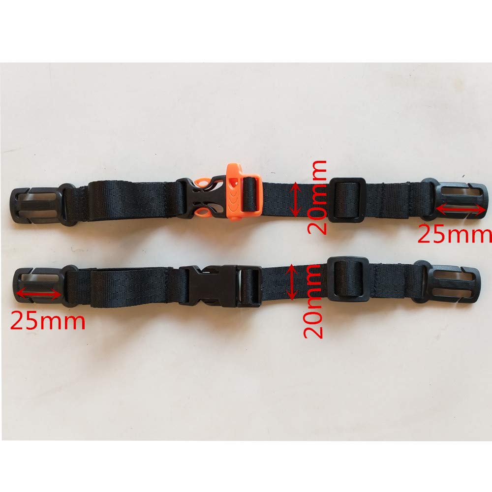 2 Pack Black Nylon Backpack Chest Straps - Adjustable 1-Inch Webbing for Secure Fit - Ideal for Hiking, Travel & Outdoor Adventures