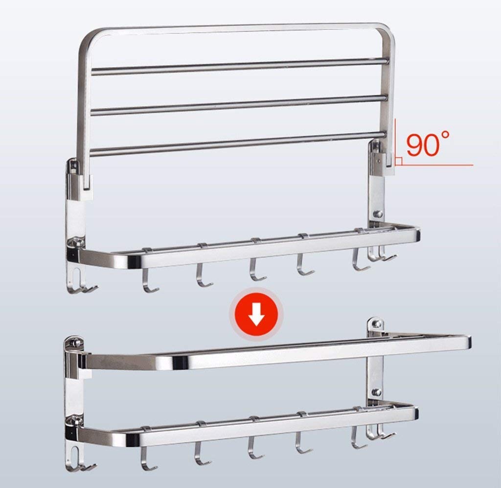Stainless Steel Wall Mounted Towel Rack - Brushed Finish Collapsible Bathroom Shelf for Hotels & Homes | Space Saving Kitchen & Bathroom Storage Organizer | Perfect for Small Spaces, Apartments & RV Living