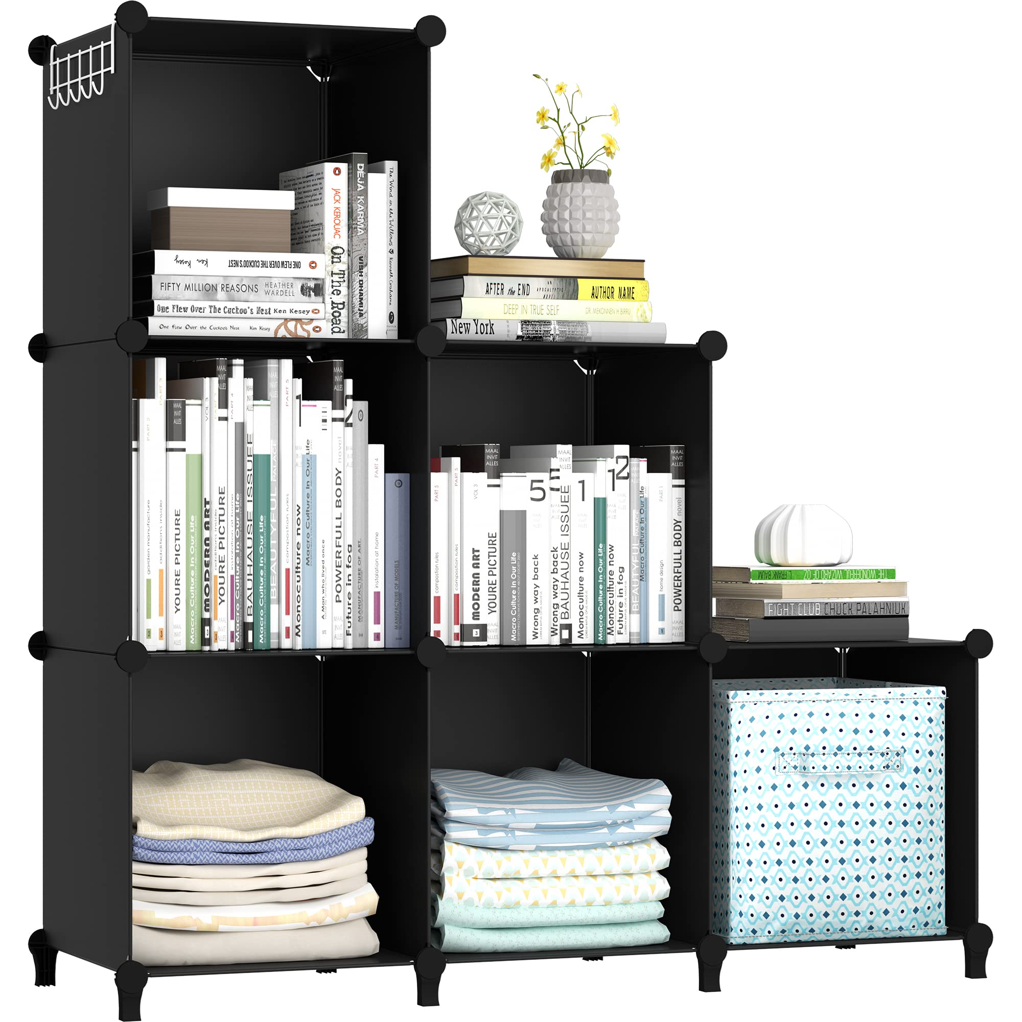 HOMIDEC 6-Cube Bookcase Storage Shelf - DIY Organizer for Books, Toys, Clothes & Crochet Yarn | Perfect for Living Room, Bedroom, Nursery & Craft Room Organization