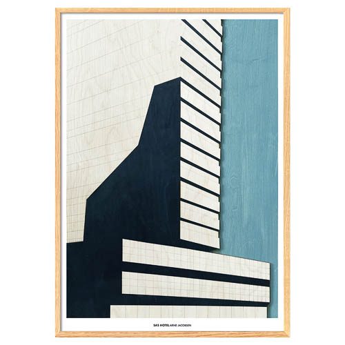 KOLEKTO STUDIO Arne Jacobsen Tribute Poster - SAS Hotel Art Print 50x70cm - Mid Century Modern Wall Decor for Living Room, Office & Gallery