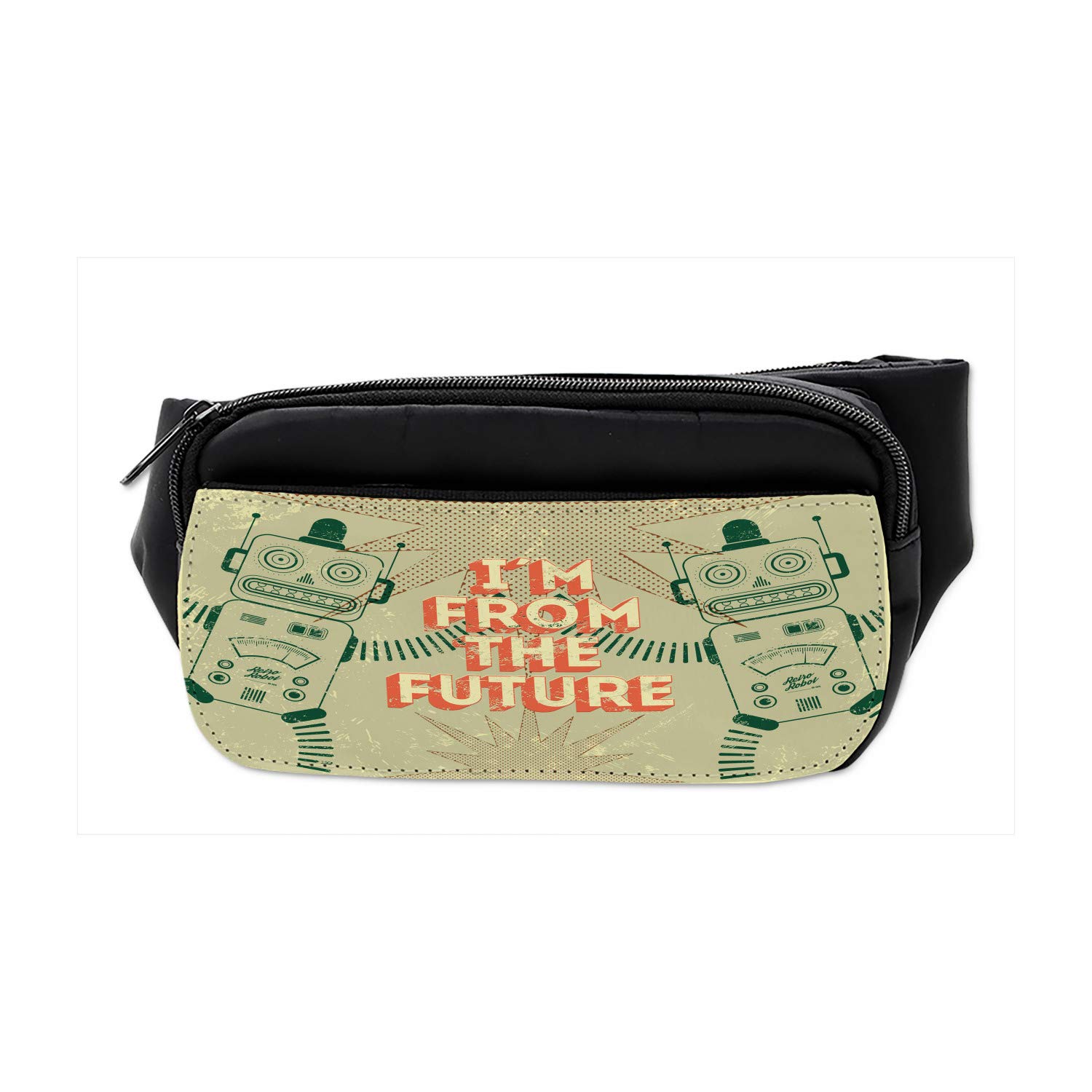 Lunarable Modern Bumbag - Futuristic Robot Design Fanny Pack Waist Bag for Travel, Hiking & Everyday Use