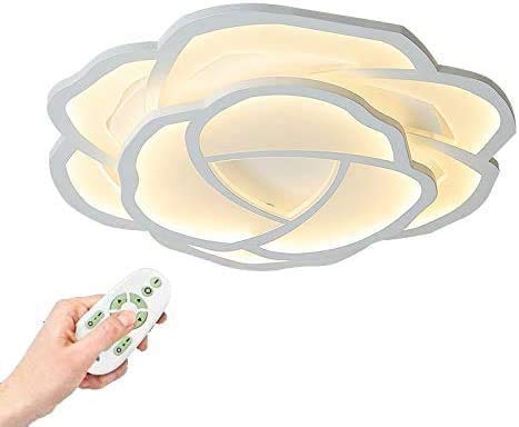 Dimmable LED Ceiling Light with Remote Control - Modern White Floral Design for Bedroom, Living Room & Kitchen - Stainless Steel Bracket Light - Perfect for Ambient Lighting & Home Decor