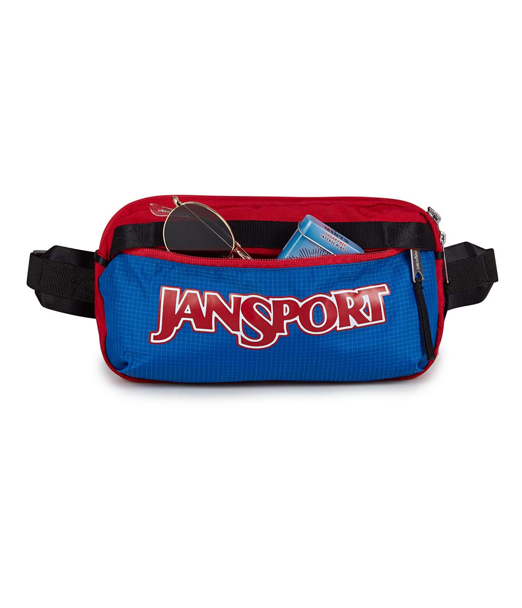 JanSport Washington Waist Pack - Lightweight & Durable Fanny Pack for Men & Women - Adjustable Belt Bag for Travel, Hiking & Everyday Use (Red Tape)