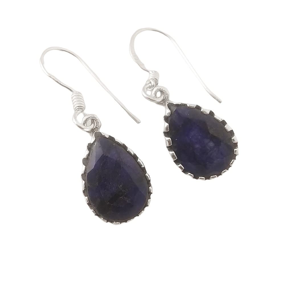 925 Sterling Silver Blue Sapphire Drop Earrings for Women – Hypoallergenic Boho Dangle Earrings for Sensitive Ears, Perfect Mother's Day Gift | Elegant Party, Wedding & Everyday Wear Jewelry