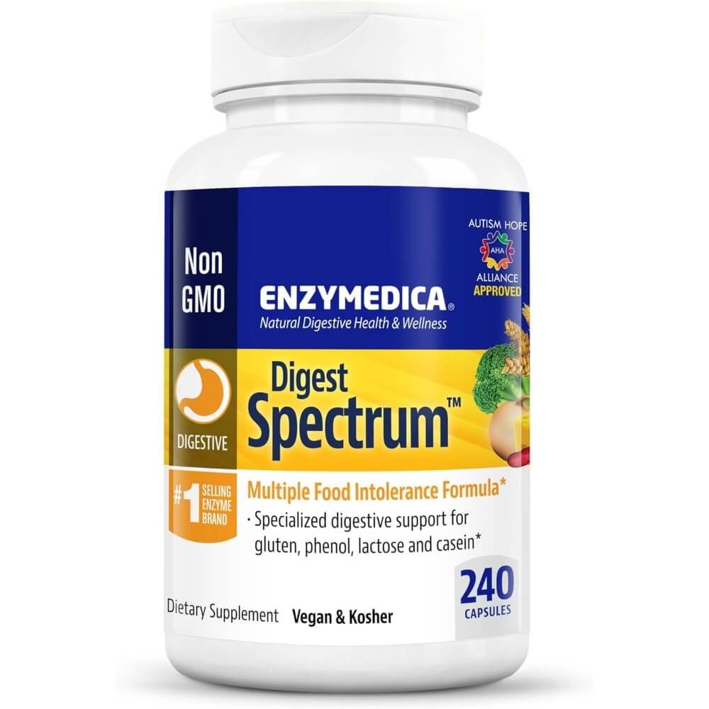Enzymedica Digest Spectrum Digestive Enzyme Supplement - 240 Capsules for Gut Health & Digestion Support | Ideal for Bloating, Gas Relief & Food Intolerance