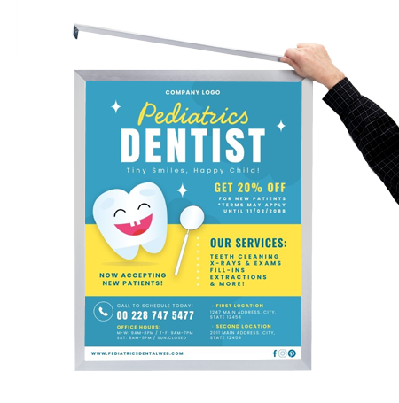 16x20 Euro Style Poster Frame - Top & Side Load, Slide-In Design for Artwork, Photos, and Signs | Perfect for Home, Office, and Gallery Displays