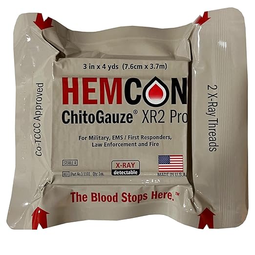 ChitoGauze Z-Fold Hemostatic Dressing for Wounds - First Aid & Emergency Bleeding Control for Outdoor, Trauma, and Military Use