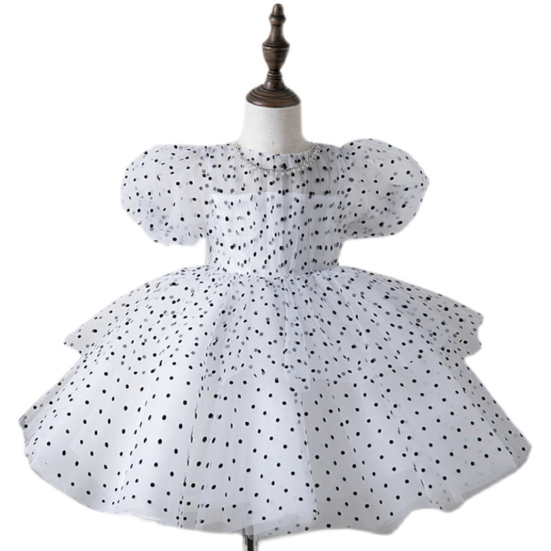 Baby Girl Dress Toddler Prom Baptism Birthday Party Dress - Polka Dot Garden Dress for Special Occasions & Photo Shoots