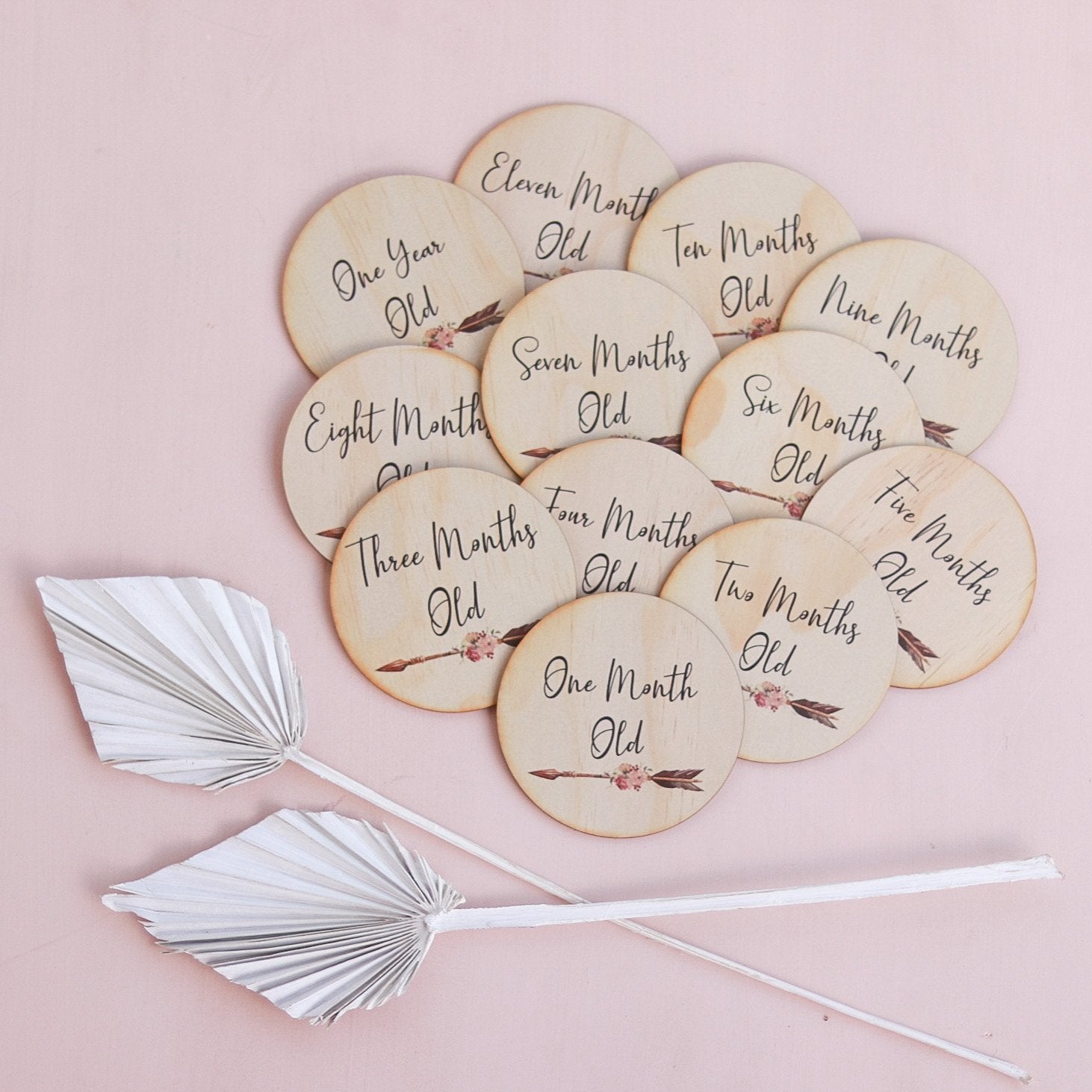 Boho Arrow Monthly Milestone Disc Set - Perfect for Baby Photo Shoots, Nursery Decor, and First Birthday Celebrations