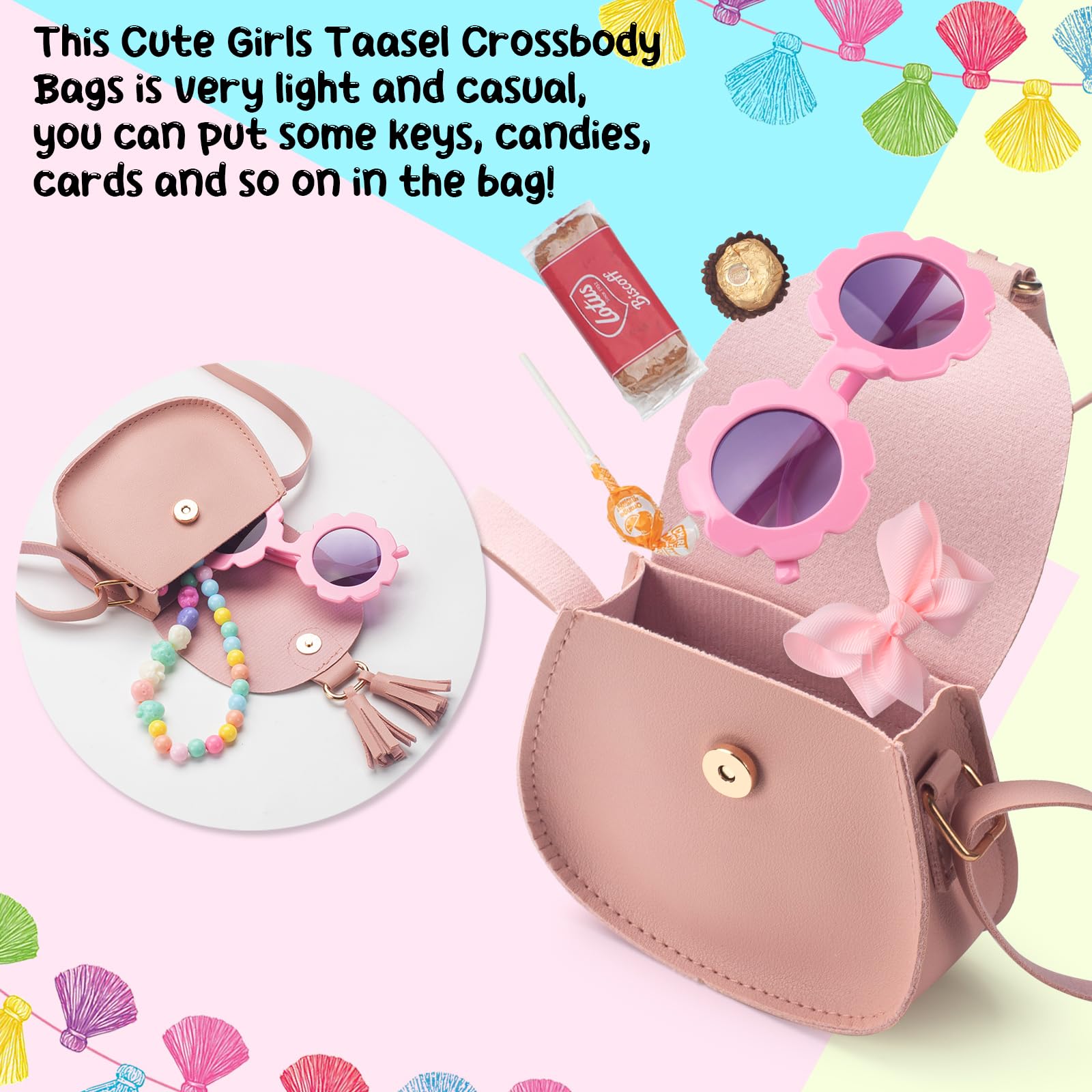 **Girls Crossbody Purse for Kids Age 2-14 | Cute Tassel Shoulder Bag for Toddler & Little Girls | Perfect for School, Travel & Playdates**