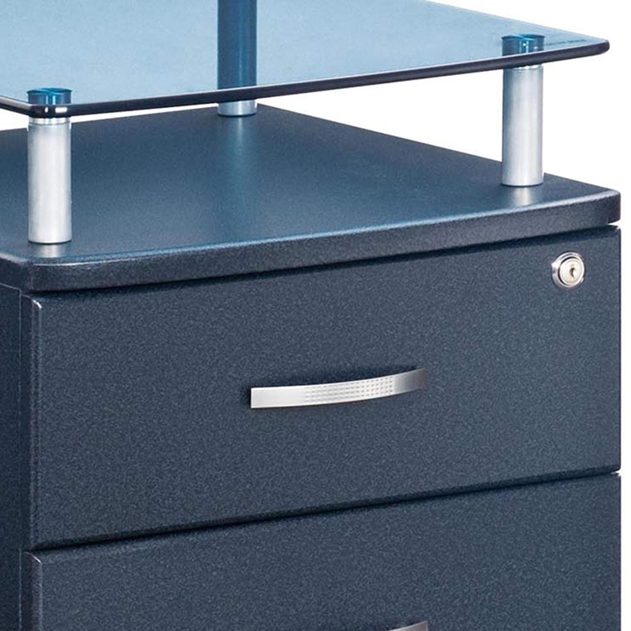 Techni Mobili Rolling File Cabinet with Glass Top - Graphite Office Storage Organizer for Documents, Files & Supplies | Perfect for Home Office, Business & Workspace Organization