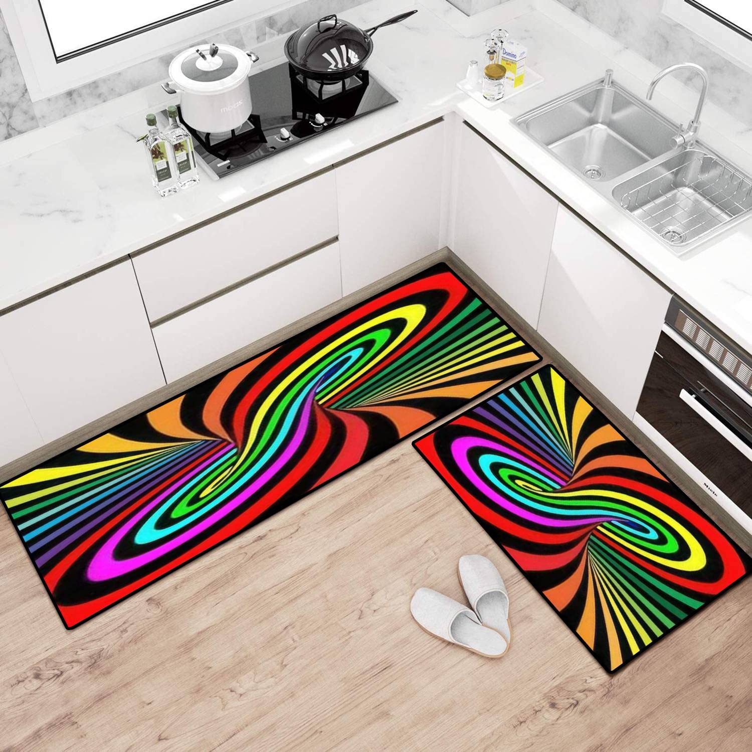 Boho Kitchen Rugs Set - Non-Slip Washable Floor Mat for Home Decor & Comfort Standing