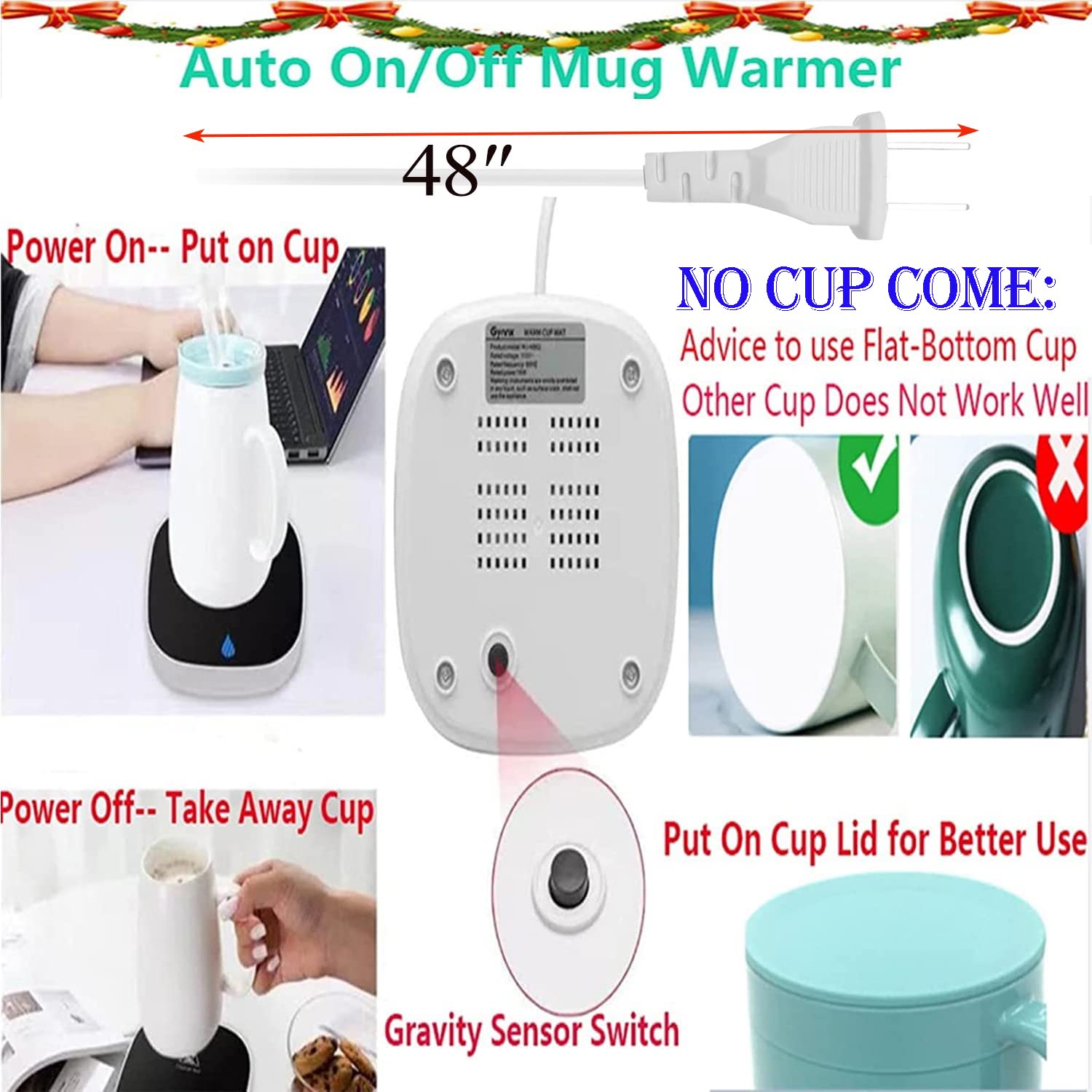 Auto Shut Off Coffee Mug Warmer for Desk - Office & Home Use