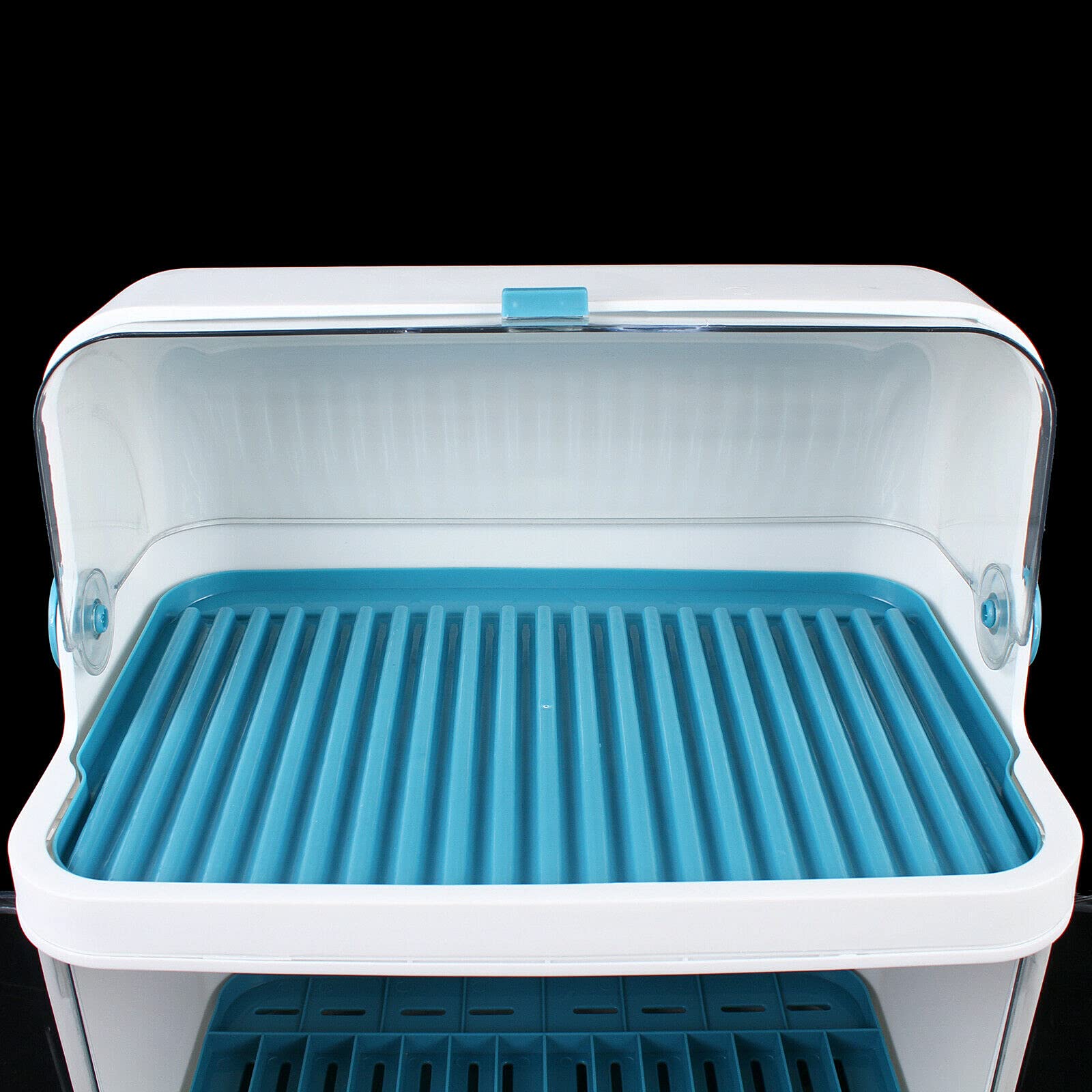 2-Tier Dish Drying Rack with Drain Board & Lid Cover - 17.7