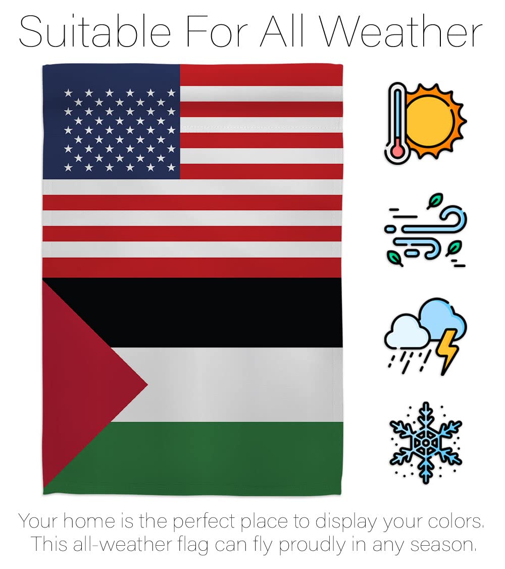 Americana Home & Garden Palestine US Friendship House Flag - Double-Sided Outdoor Yard Decoration, Made in USA - Perfect for Garden, Patio, International Events & Country-Themed Parties