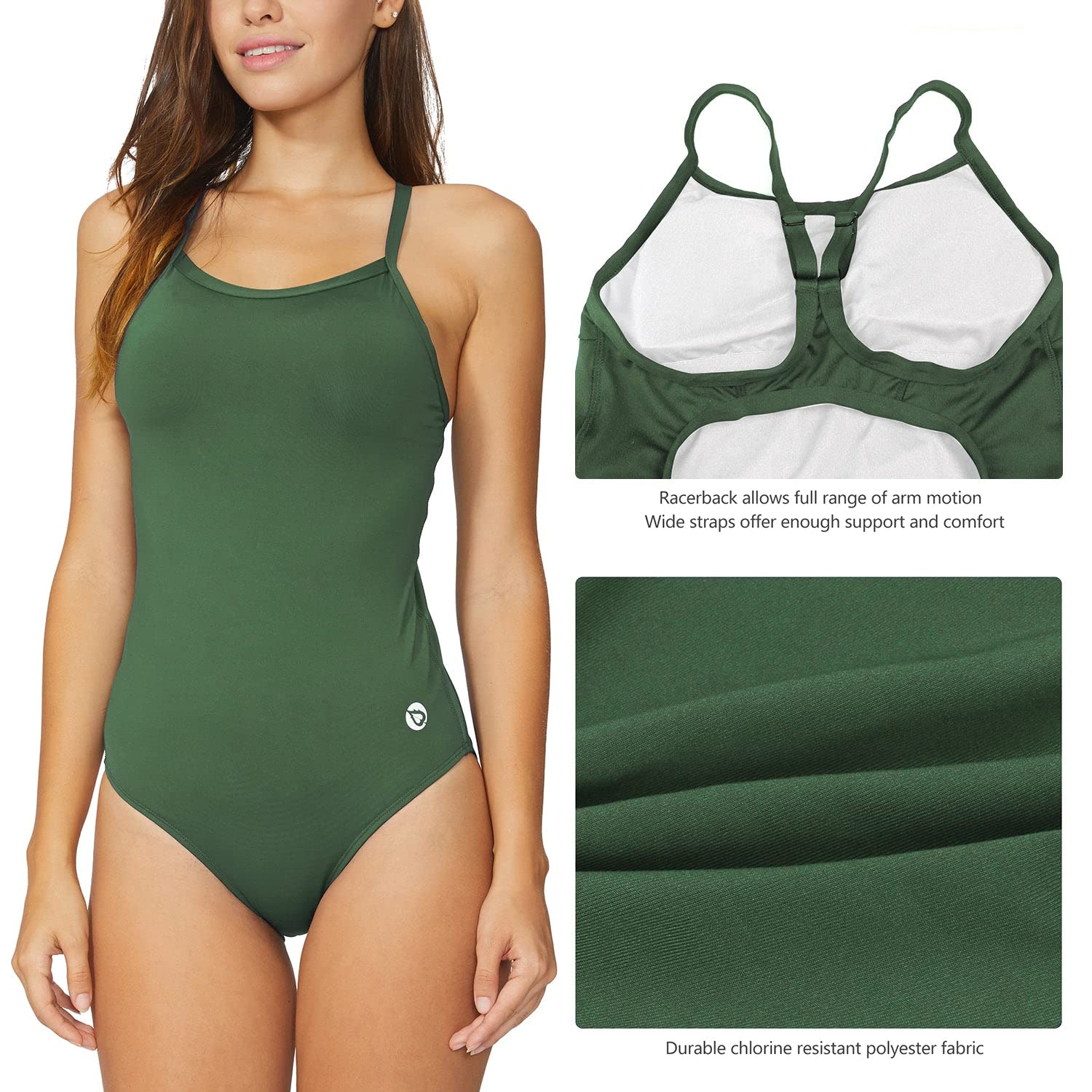 BALEAF Women's One Piece Swimsuit - Adjustable Straps, Athletic Training Swimwear for Swimming, Surfing & Beach Workouts