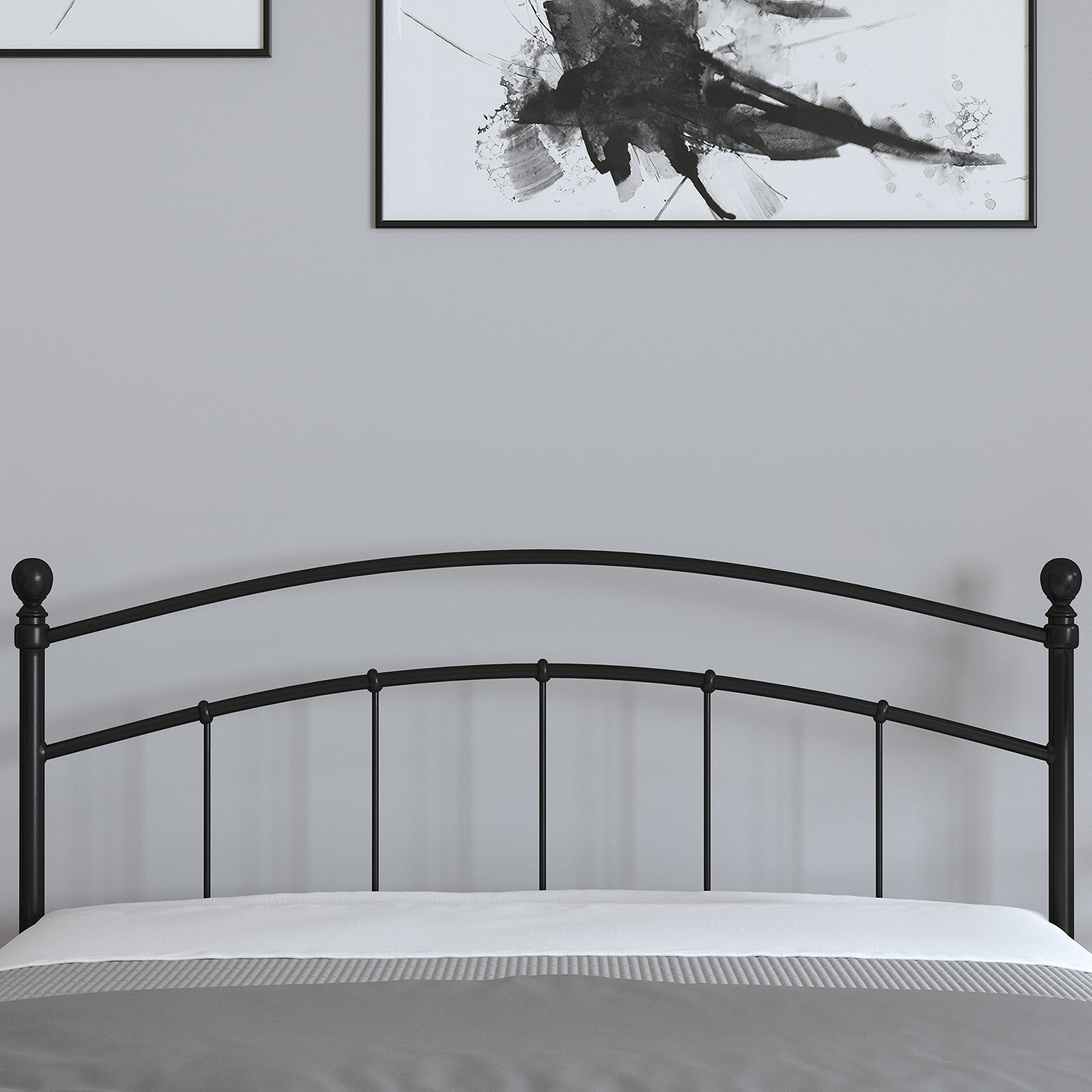 Merrick Lane Kildare Full Size Headboard - Modern Arched Black Metal Bed Headboard with Adjustable Rail Slots for Full Size Bed Frame - Perfect for Contemporary Bedroom Decor & Guest Room Setup