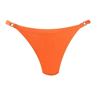 Brazilian Thong Bikini Bottom - Solid Orange Cheeky Swimwear for Women | Beach, Pool & Summer Vacation Essentials