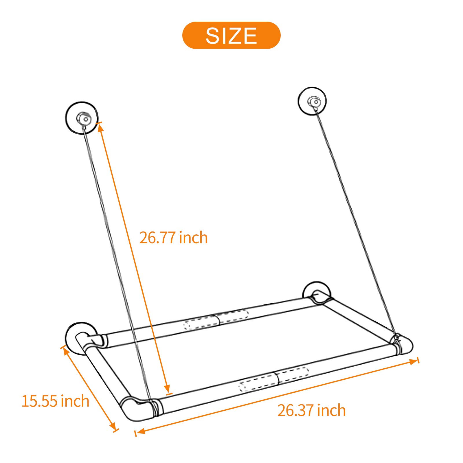 **Sturdy Cat Window Perch Hammock with Reinforced Pipes & 4 Suction Cups - Holds Up to 30 lbs, Space-Saving Window Bed for Indoor Cats - Perfect for Sunbathing & Bird Watching**