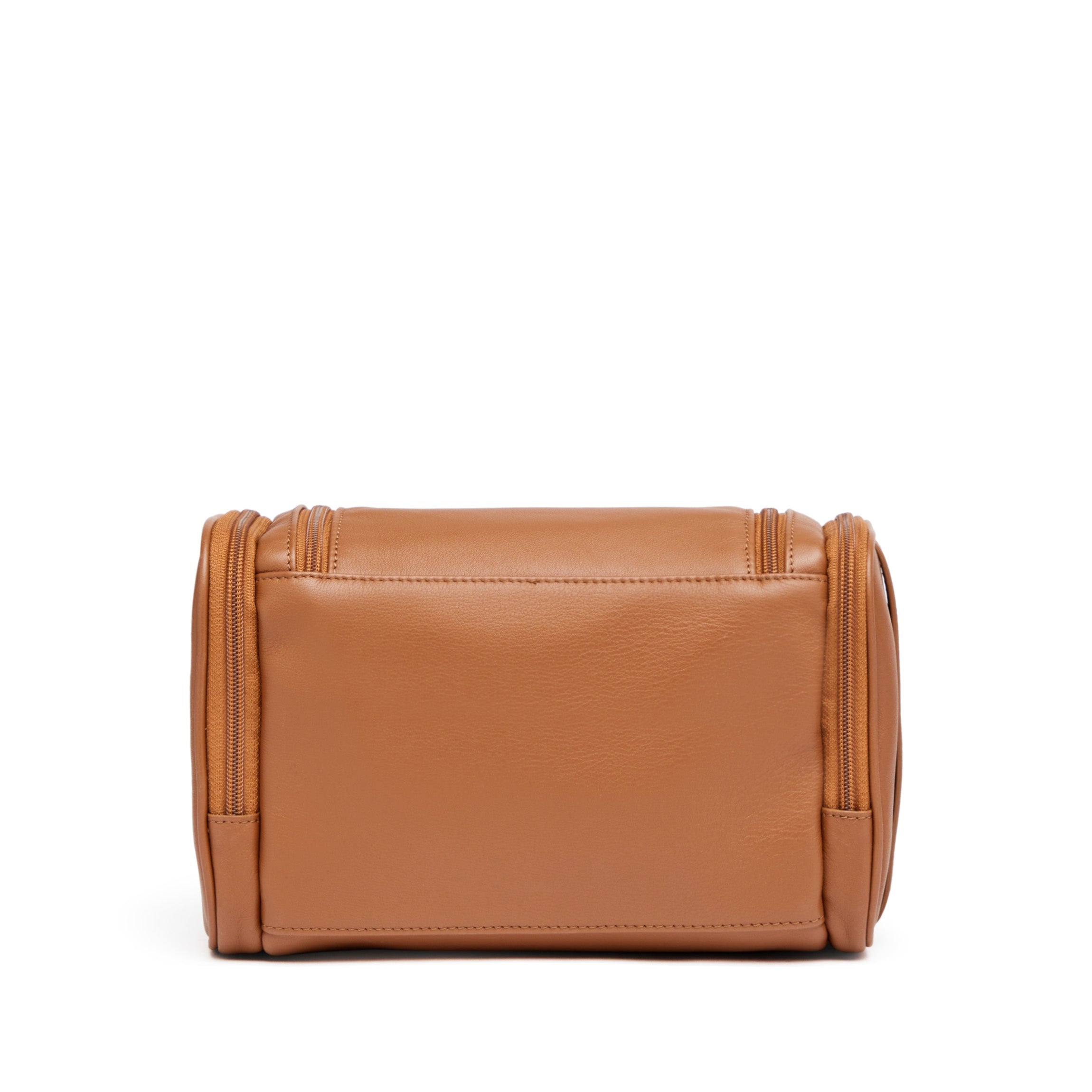 Premium Leather Hanging Toiletry Bag for Travel - Cognac Brown Organizer with Multiple Pockets | Perfect for Camping, Gym & Business Trips