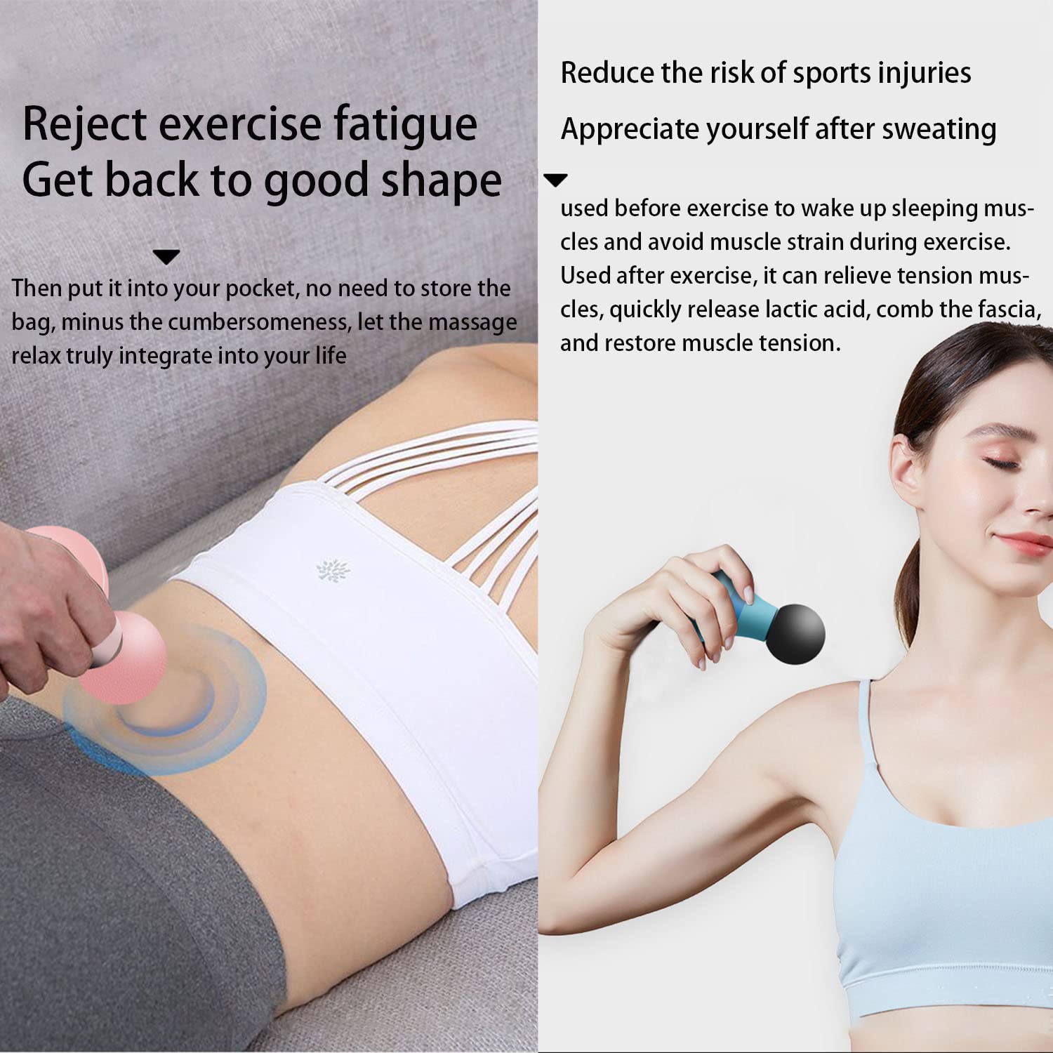 Mini Massage Gun for Pain Relief - Powerful Handheld Deep Tissue Muscle Massager with Percussion Therapy | Portable Fascia Gun for Athletes, Back Pain & Muscle Recovery (Pink)