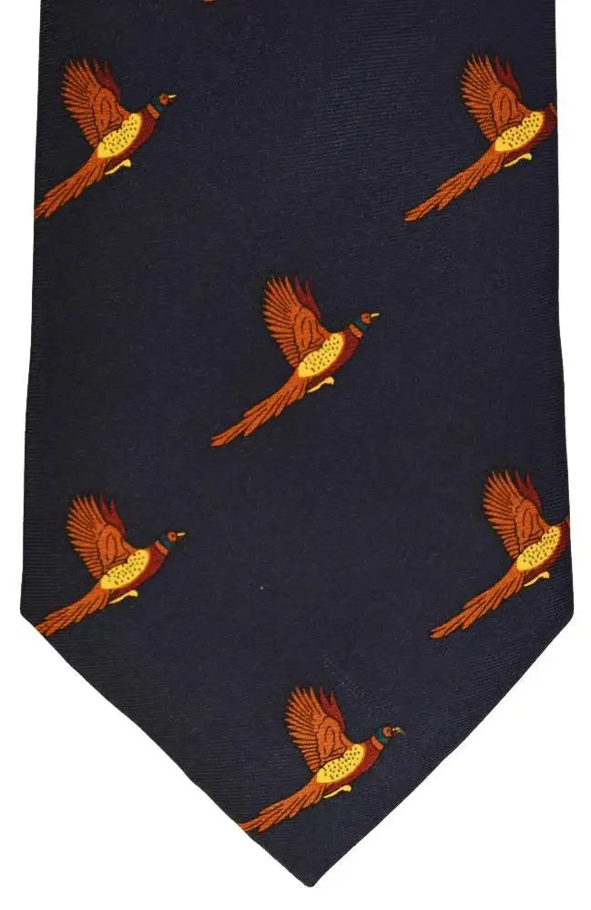LA Smith Country & Hobby Pheasant Print Silk Necktie for Men - Elegant Formal Wear for Business, Weddings & Special Occasions