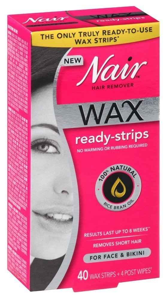 Nair Hair Remover Wax Strips for Face & Bikini Area - 40 Count + 4 Post Wipe Sheets (3 Pack) | Gentle Hair Removal for Smooth Skin | Perfect for At-Home Spa Days & Pre-Vacation Prep