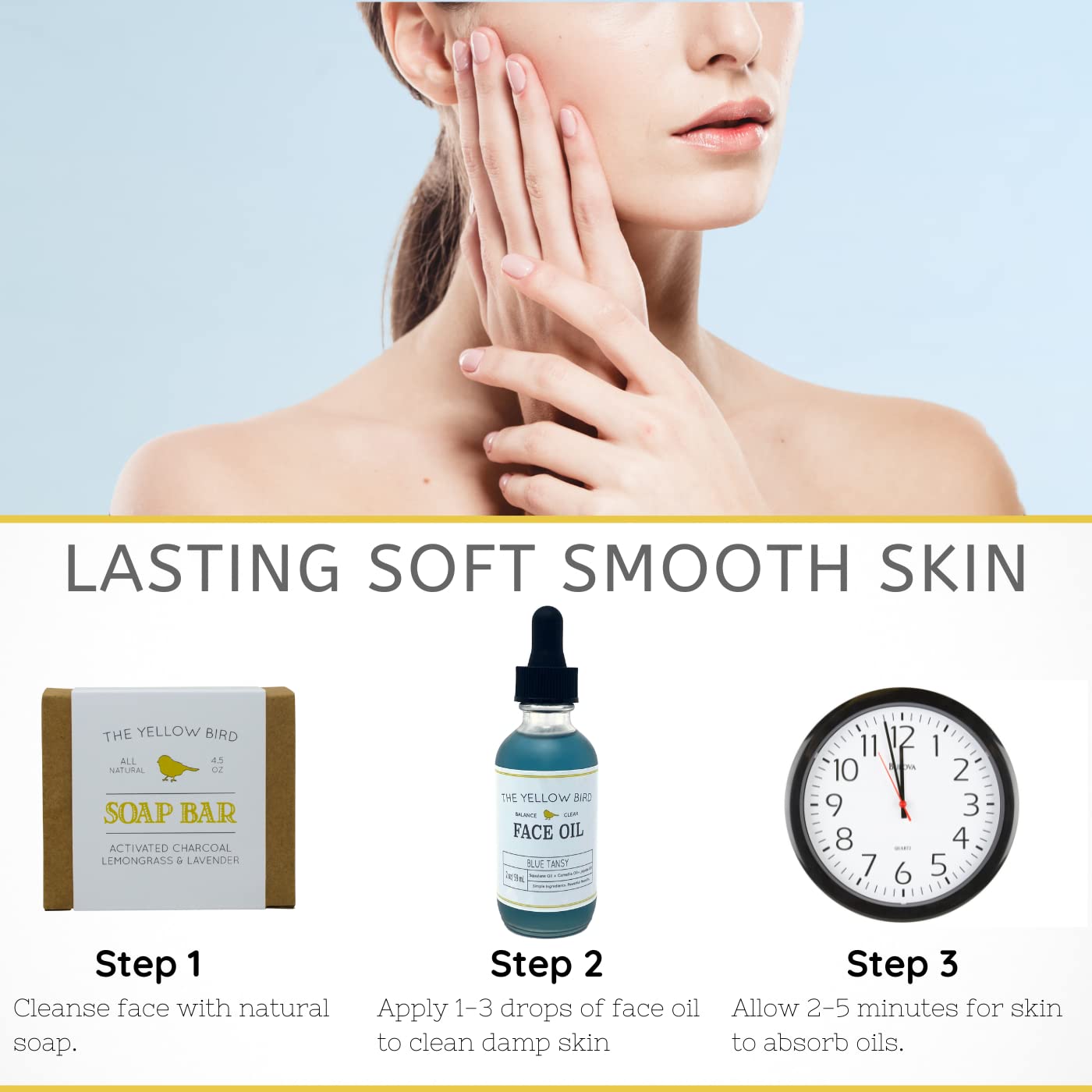 The Yellow Bird Balancing Blue Tansy Face Oil – Natural Glowing Skin Serum with Collagen Support | Vegan Facial Moisturizer for Wrinkle & Pore Reduction | Perfect for Daily Skincare Routine & Nighttime Hydration