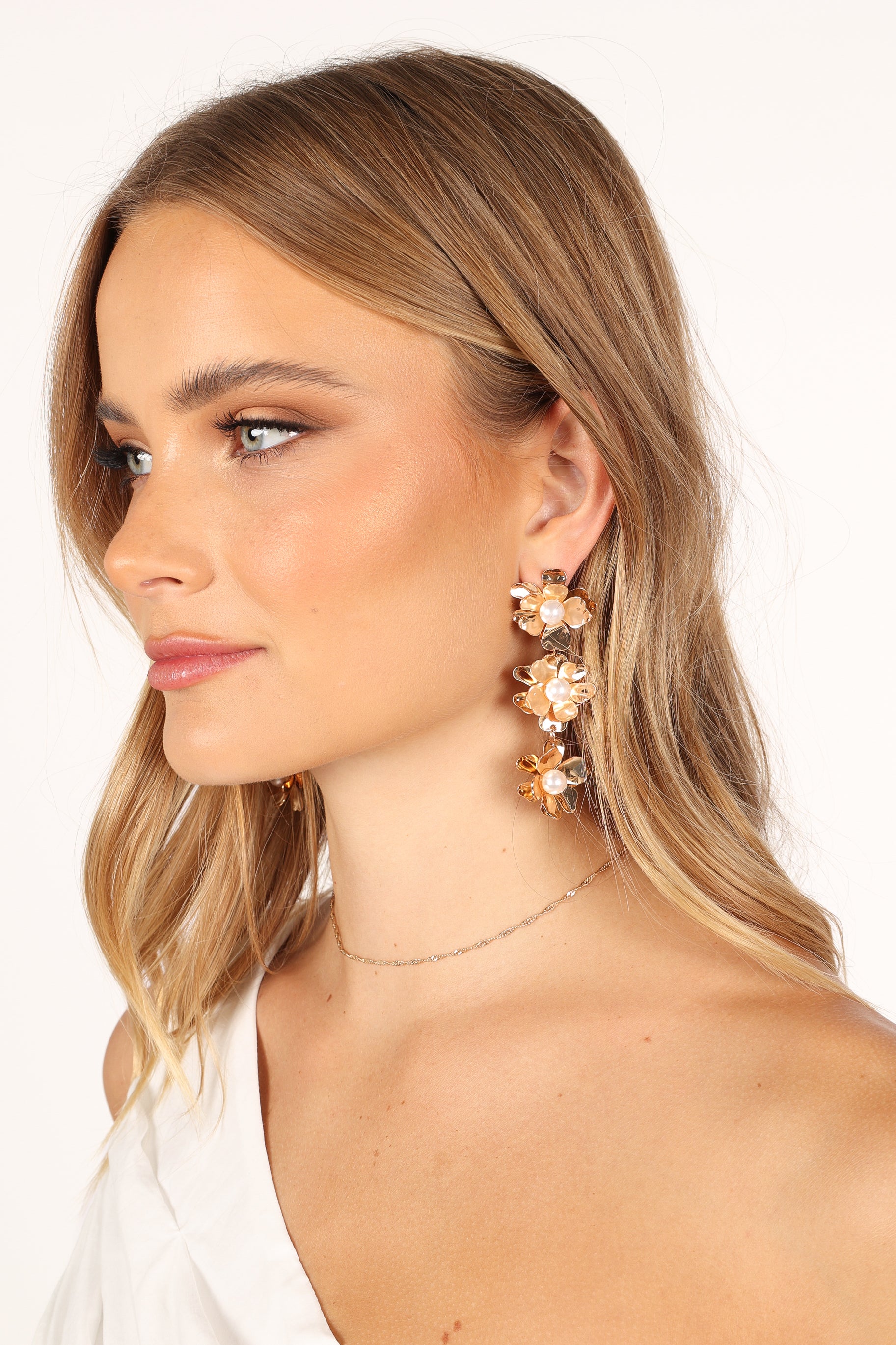 Charlotte Flower Earrings - 14K Gold Plated Dainty Floral Stud Earrings for Women, Gift for Her, Perfect for Weddings, Parties & Everyday Wear
