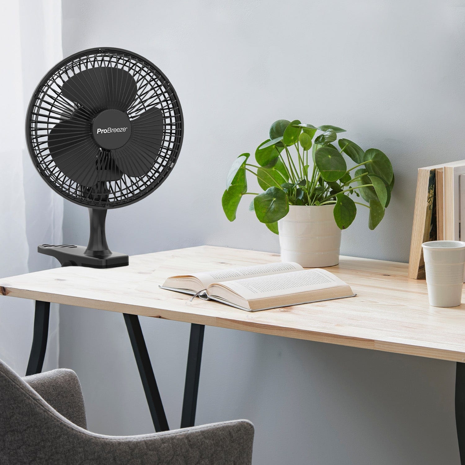 Refurbished 6-Inch Mini Clip Fan - Ultra Quiet & High Power, Black - Perfect for Office, Bedroom, and Dorm Room Cooling