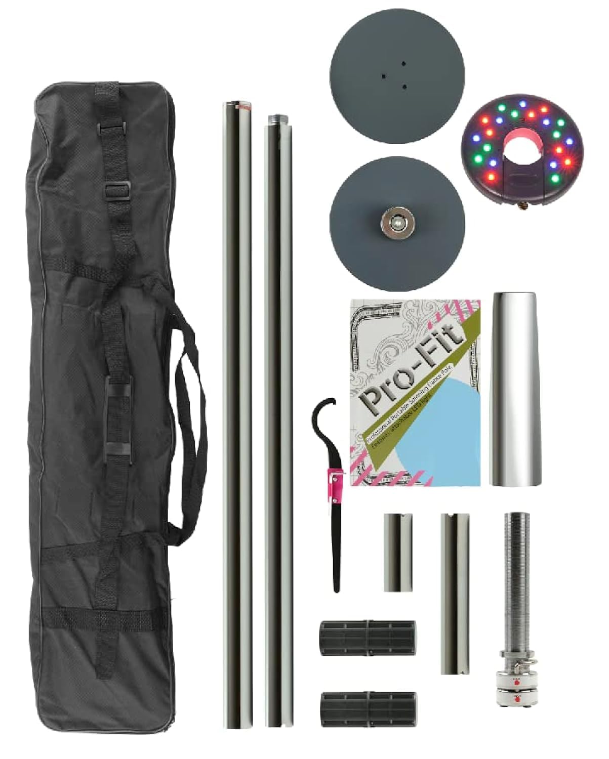 50mm Professional Portable Spinning Dance Pole with LED Lights & Carry Bag - Perfect for Home Dance Studio, Pole Fitness, and Nightclub Performances