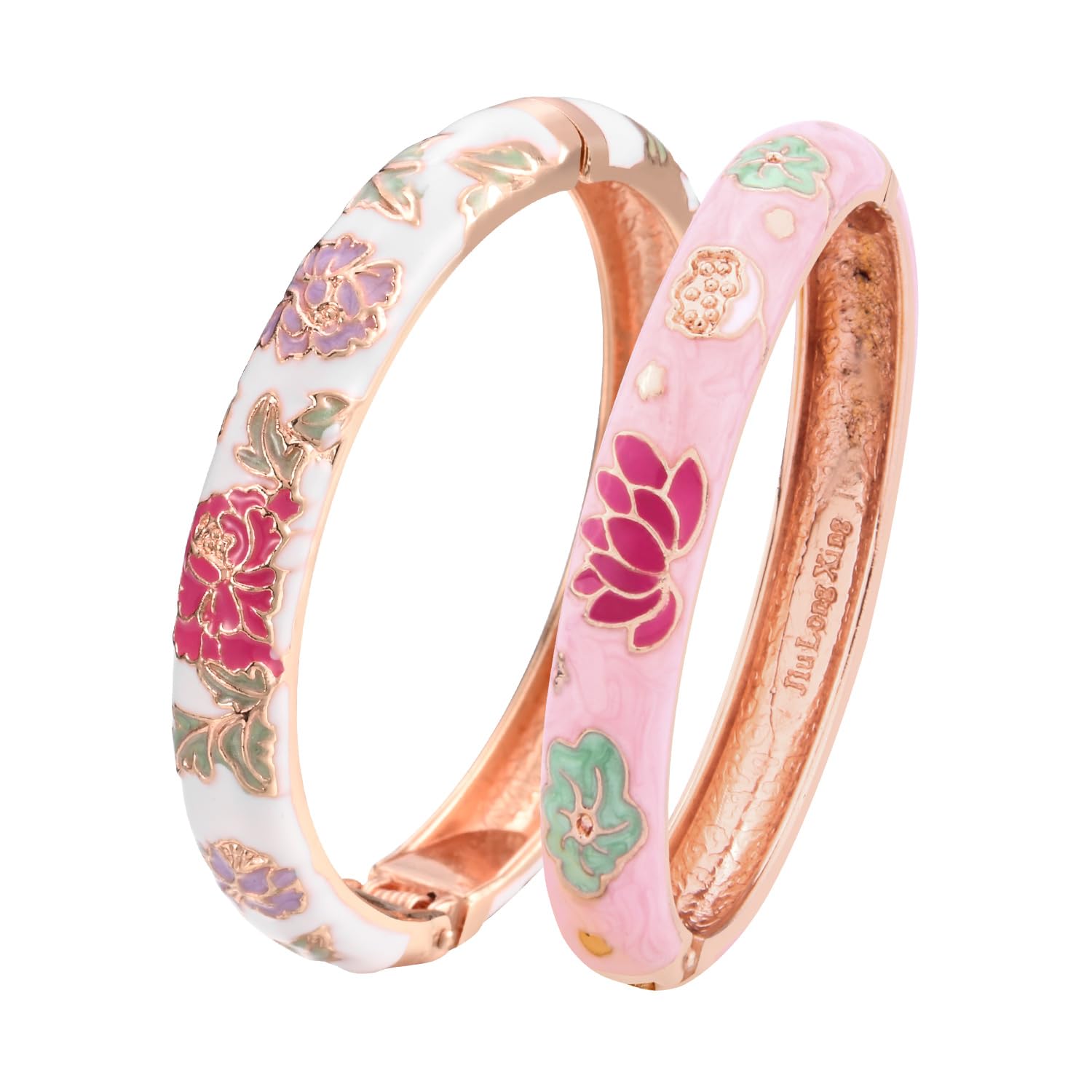 Vintage Cloisonne Bracelet for Women - Floral Enamel Gold Plated Cuff Bangle with Gift Box | Elegant Jewelry for Parties, Weddings & Special Occasions